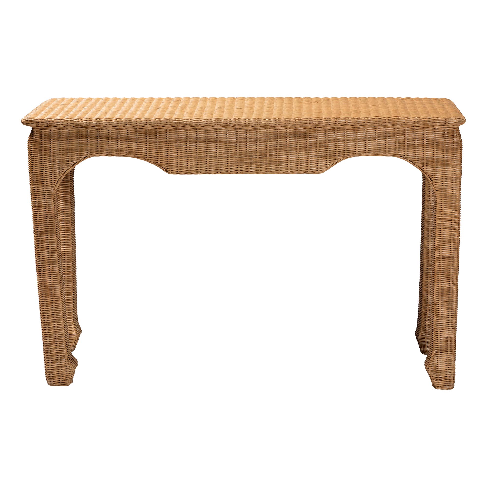 bali & pari Abena Handwoven Natural Rattan Console Table - Ming Style Wicker Accent Table or Sofa Table, Boho Coastal Style Furniture for Hallway, Living Room or Foyer