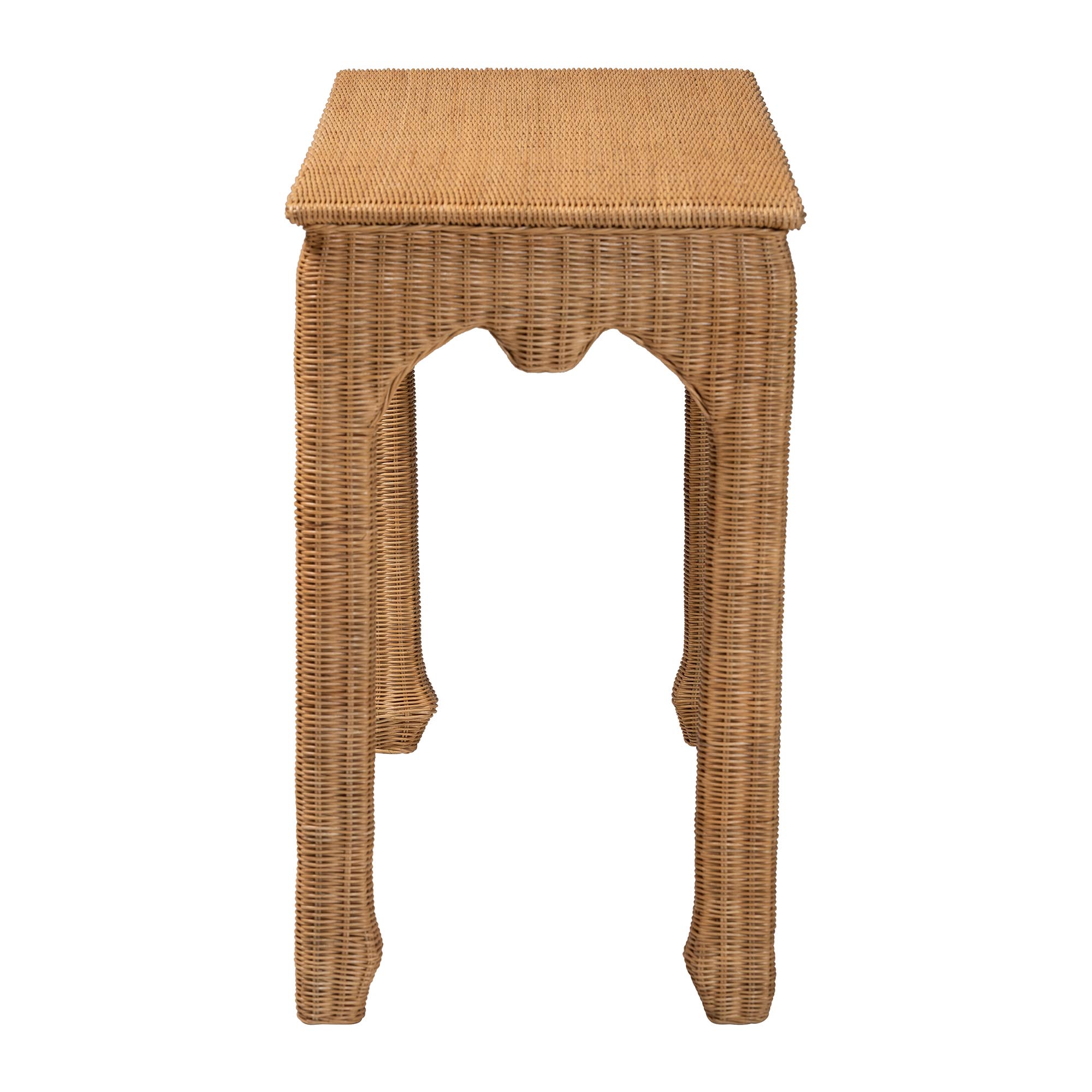 bali & pari Abena Handwoven Natural Rattan Console Table - Ming Style Wicker Accent Table or Sofa Table, Boho Coastal Style Furniture for Hallway, Living Room or Foyer