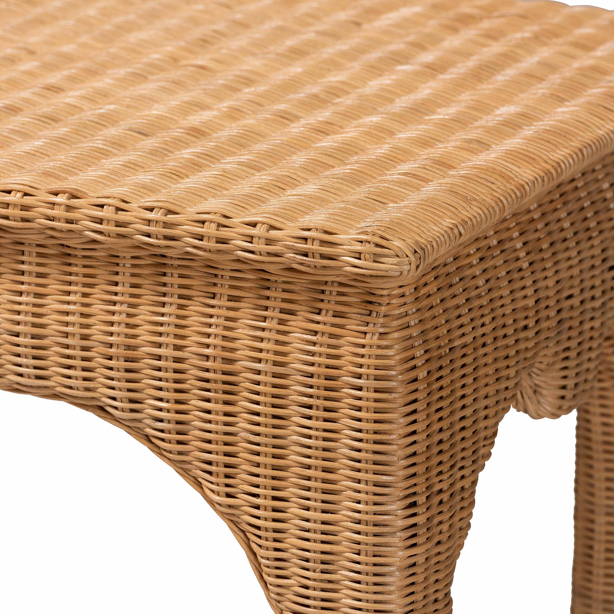 bali & pari Abena Handwoven Natural Rattan Console Table - Ming Style Wicker Accent Table or Sofa Table, Boho Coastal Style Furniture for Hallway, Living Room or Foyer