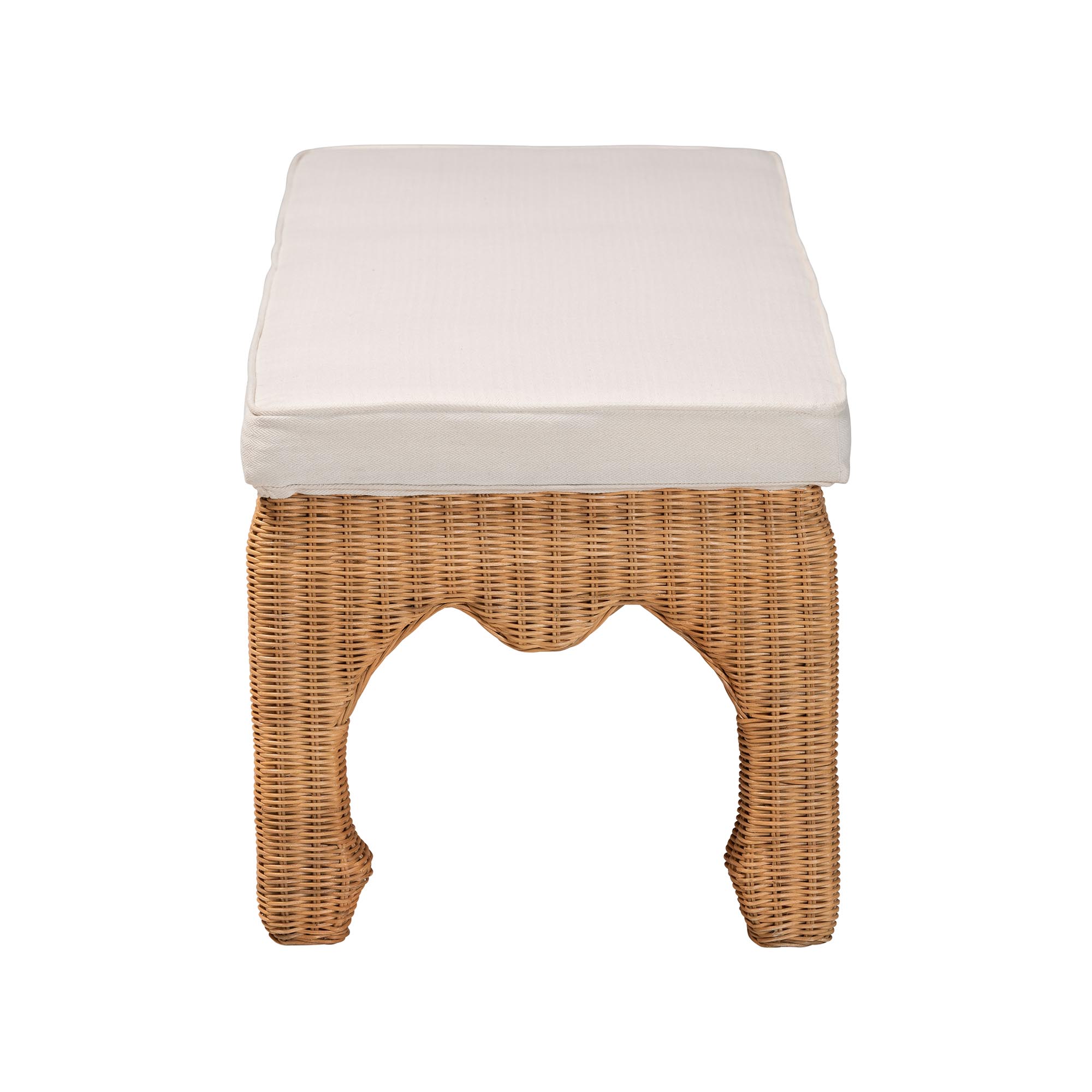 bali & pari Abena Ming Style Natural Rattan Bench with Cushion - Boho Chic Accent Seating for Entryway, Bedroom, or Living Room