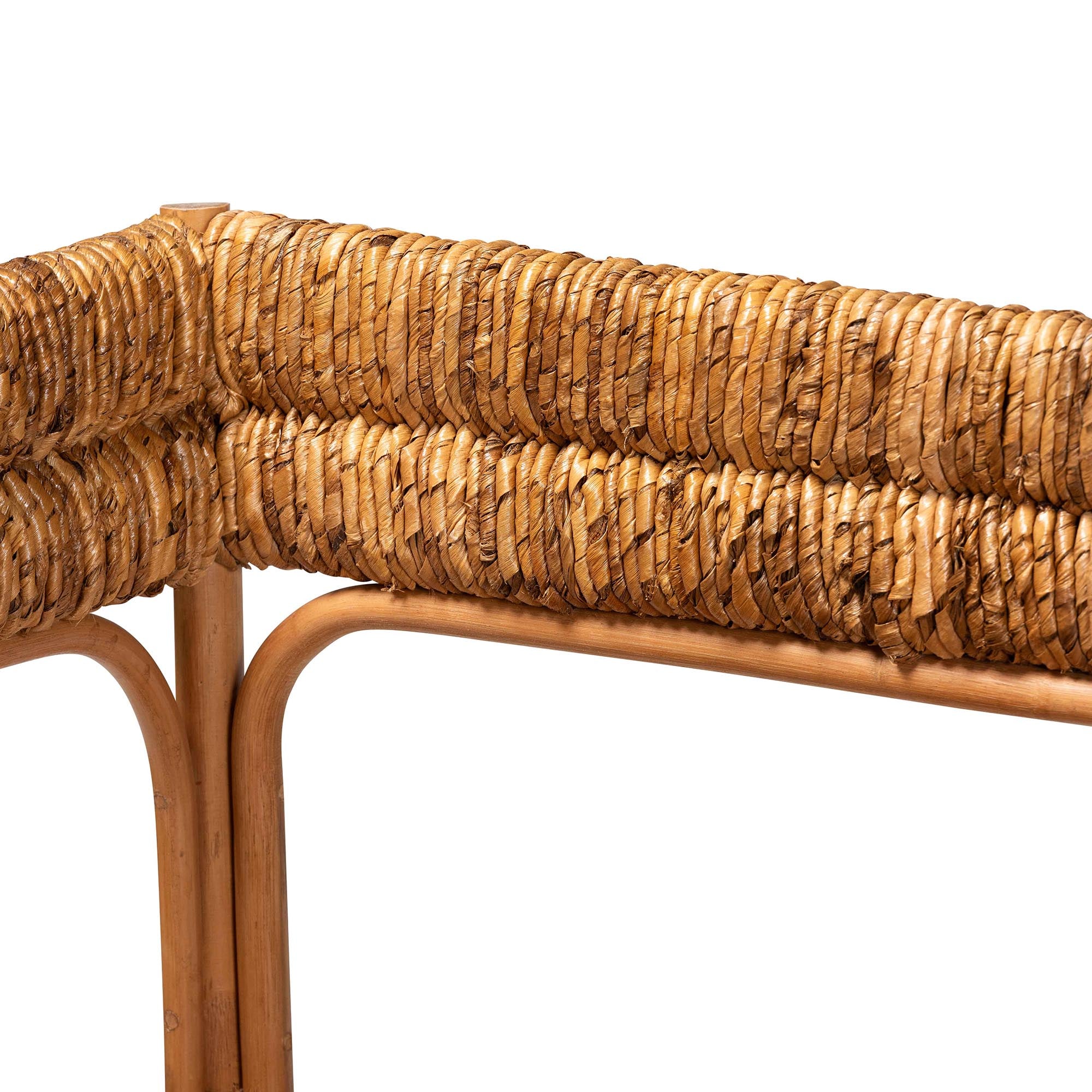 bali & pari Adisa Natural Rattan Bench - Handcrafted Banquette with Woven Seagrass Seat and Back, Coastal Boho Accent Seating for Entryway, Dining or Living Room