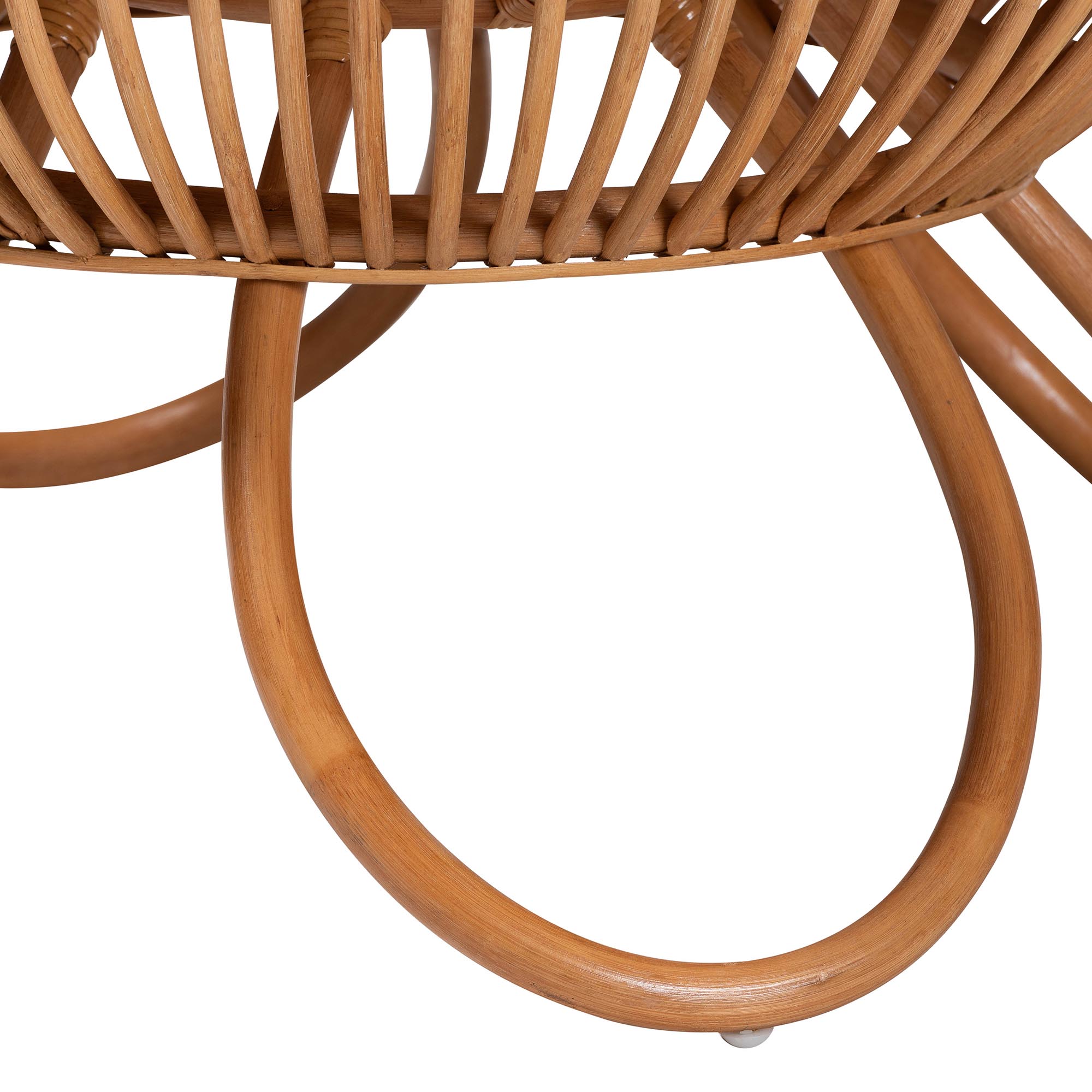 bali & pari Abel Natural Rattan Coffee Table with Splayed Legs - Handcrafted Boho Accent Table, Light Honey