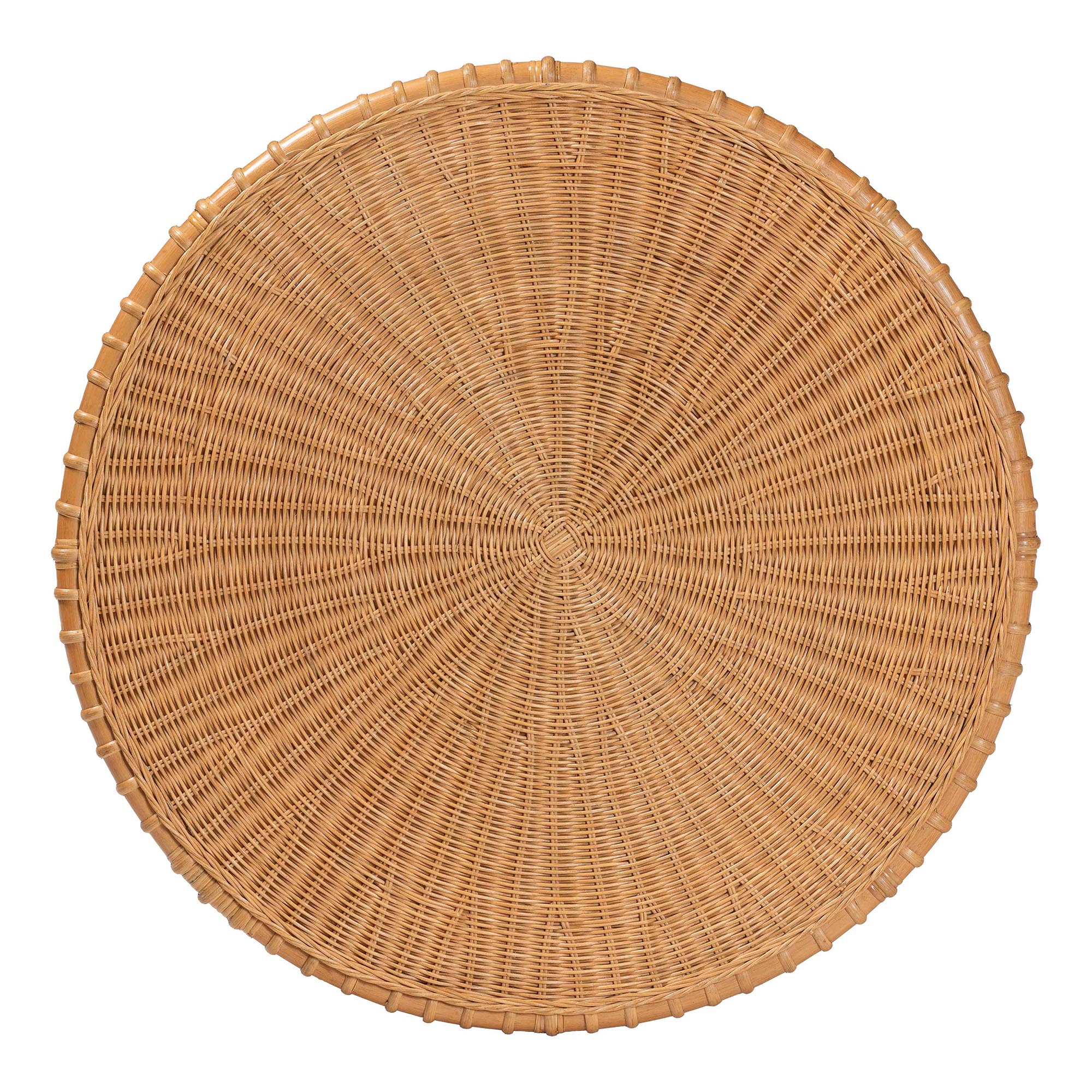 bali & pari Abel Natural Rattan Coffee Table with Splayed Legs - Handcrafted Boho Accent Table, Light Honey