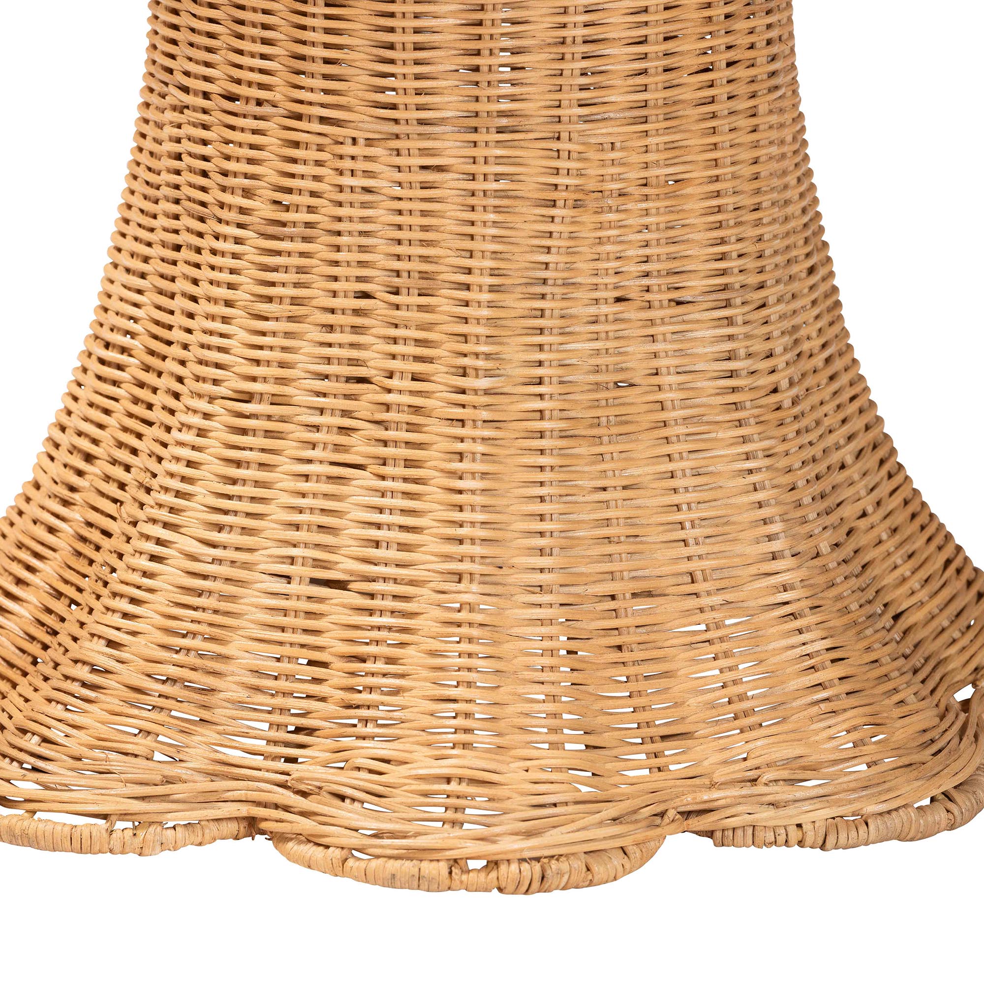 bali & pari Avalon Scallop Natural Rattan Pedestal Side Table - Round Handwoven Wicker Accent Table with Skirted Base, Boho Coastal Style Furniture for Living Room, Hallway or Sunroom