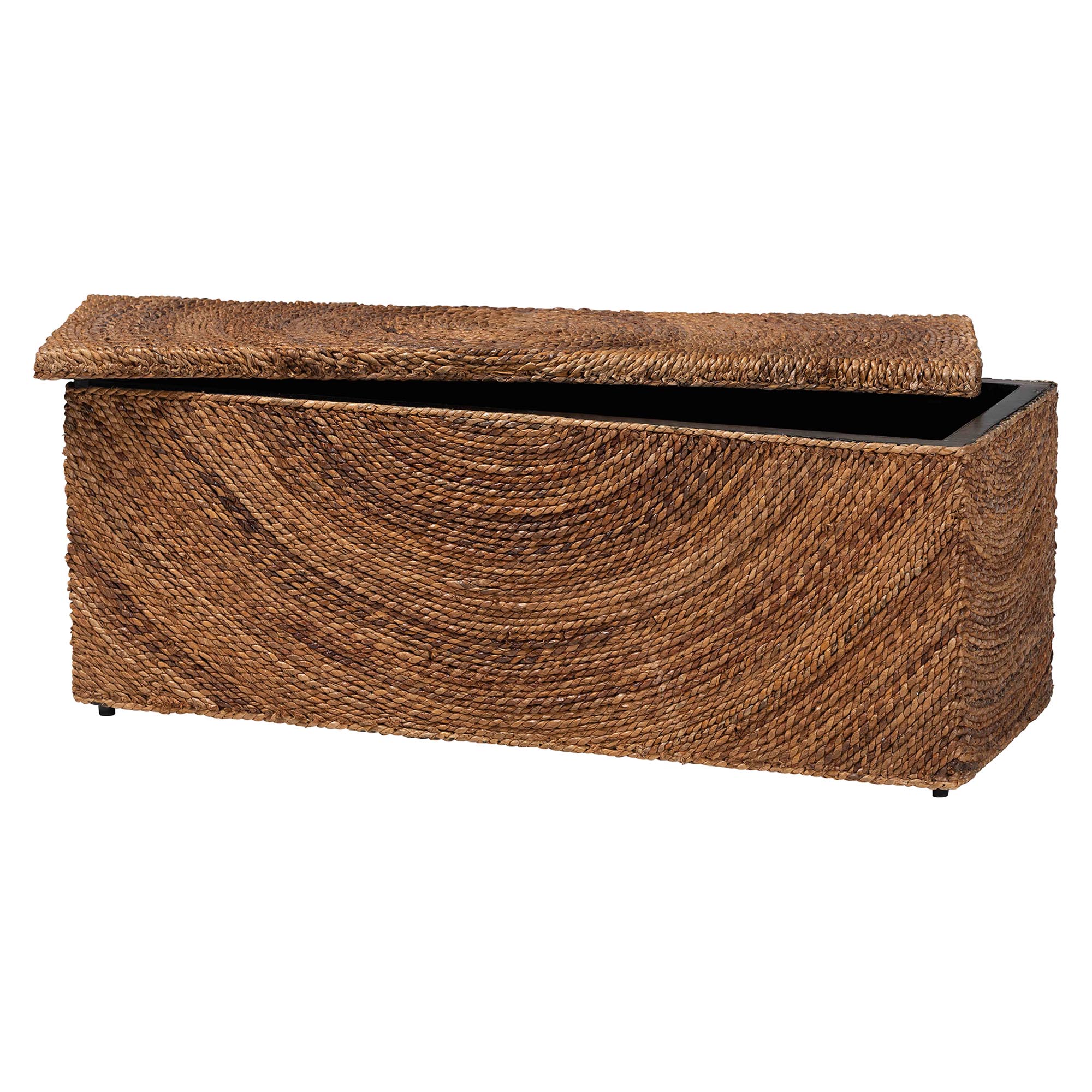 bali & pari Verino Handwoven Seagrass Storage Bench with Removable Lid - Rustic Wicker Trunk Chest for Entryway, Living Room, or Bedroom Organization