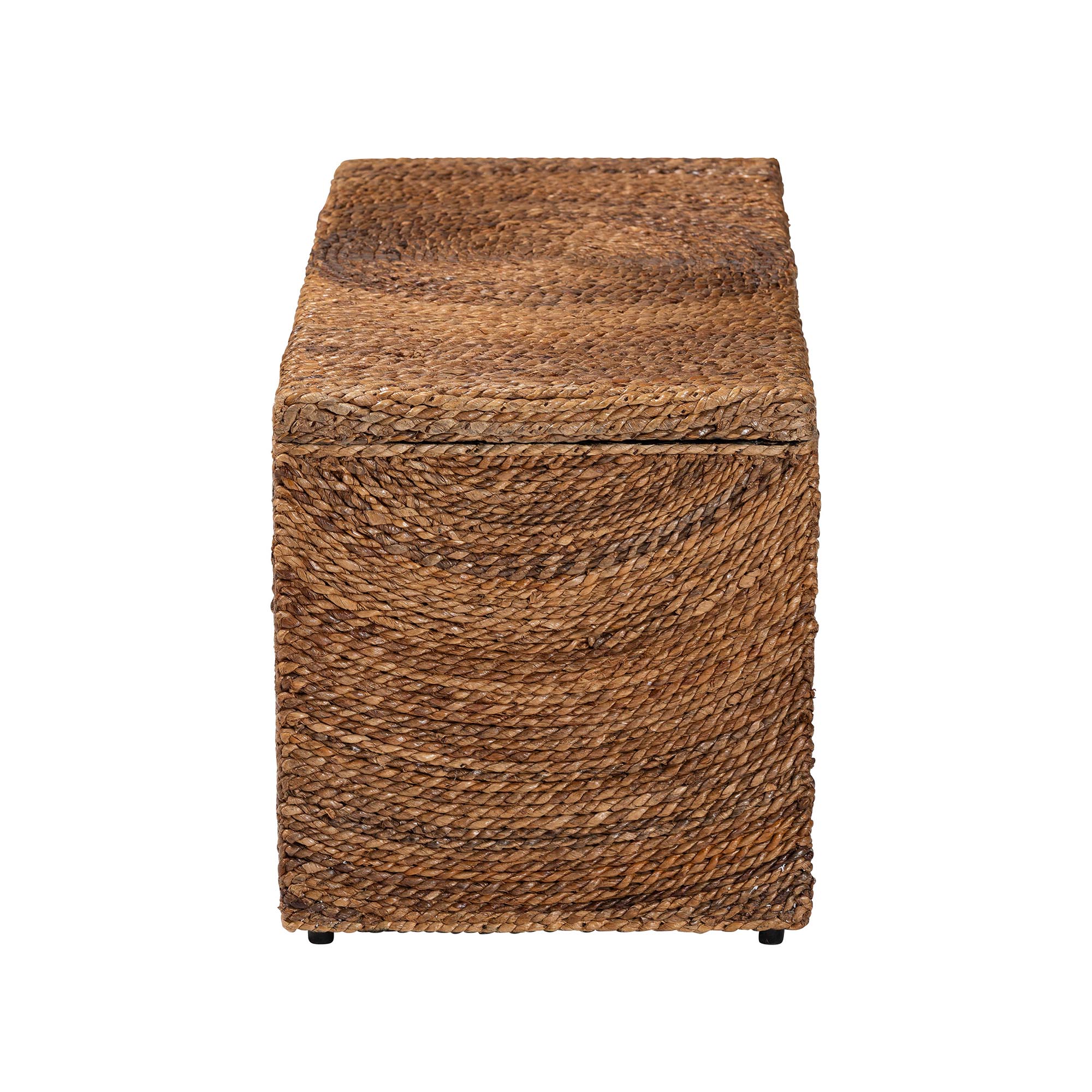bali & pari Verino Handwoven Seagrass Storage Bench with Removable Lid - Rustic Wicker Trunk Chest for Entryway, Living Room, or Bedroom Organization