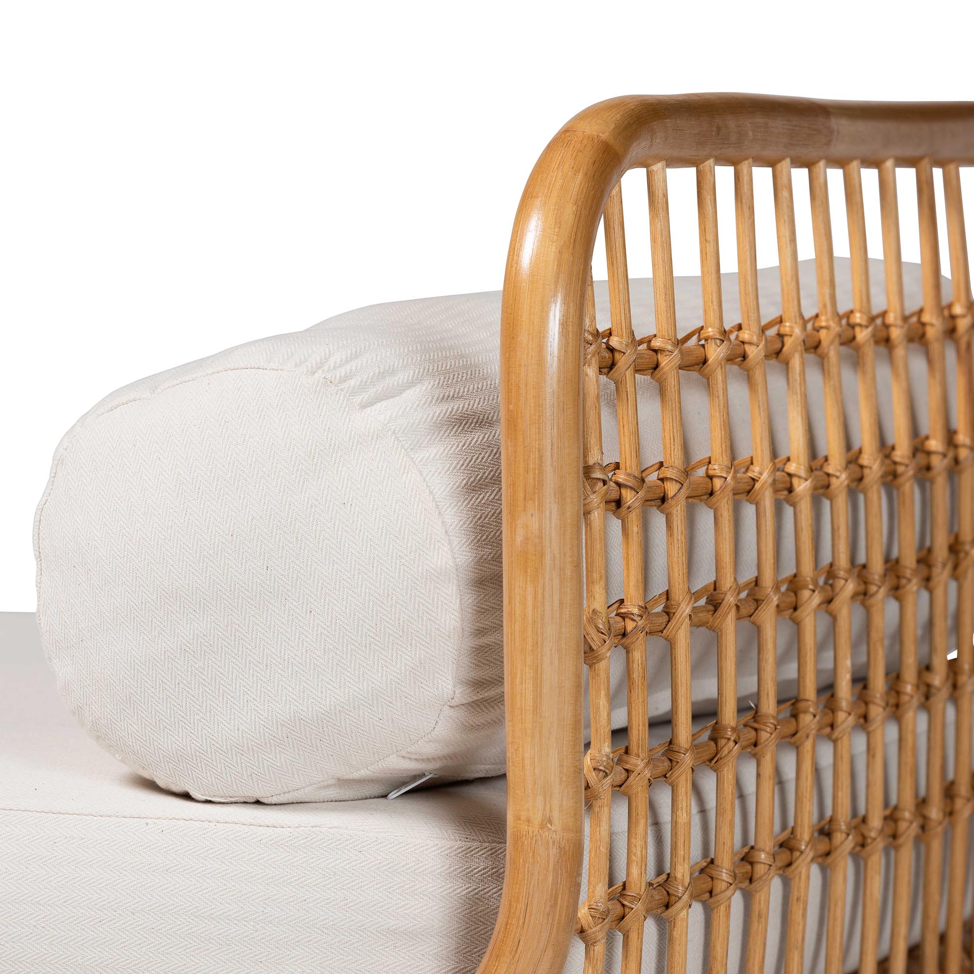 bali & pari Aiko Handwoven Natural Rattan Daybed with Cushion - Boho Coastal Lounge Bed for Living Room, Bedroom, or Sunroom