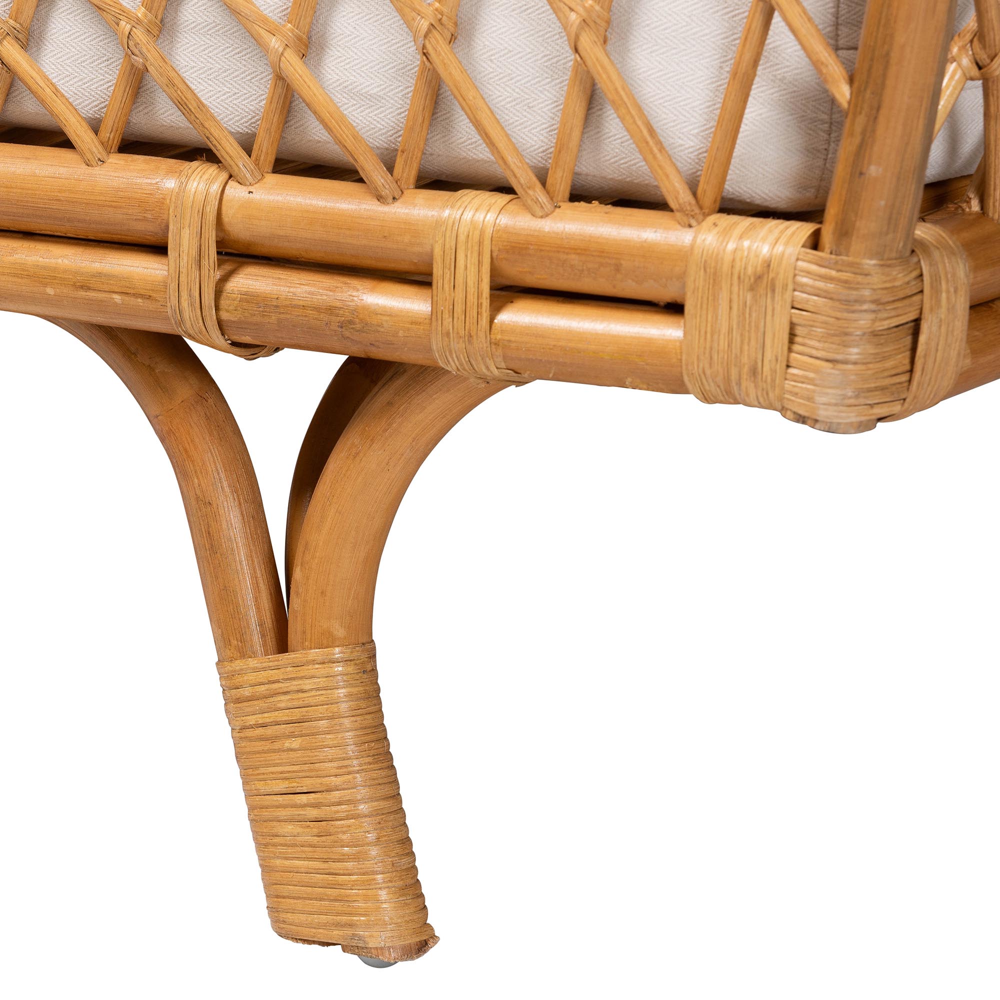 bali & pari Akemi Handwoven Natural Rattan Daybed with Cushion - Boho Coastal Lounge Bed for Living Room, Bedroom, or Sunroom