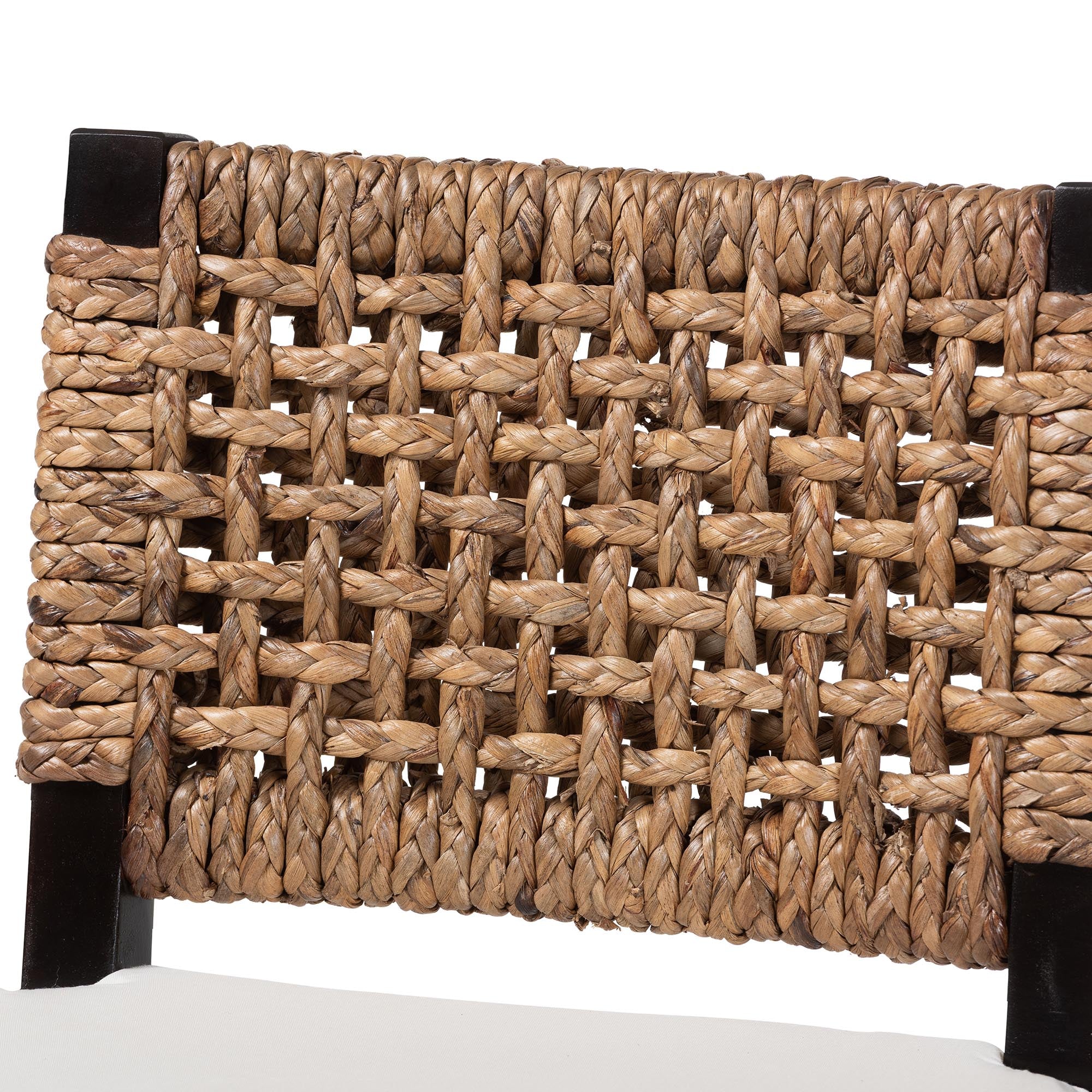 bali & pari Alise Handwoven Seagrass Bar Stool with Mahogany Wood Frame - Bar-Height Chair with Woven Back and Seat for Kitchen Island or Home Bar, Dark Brown