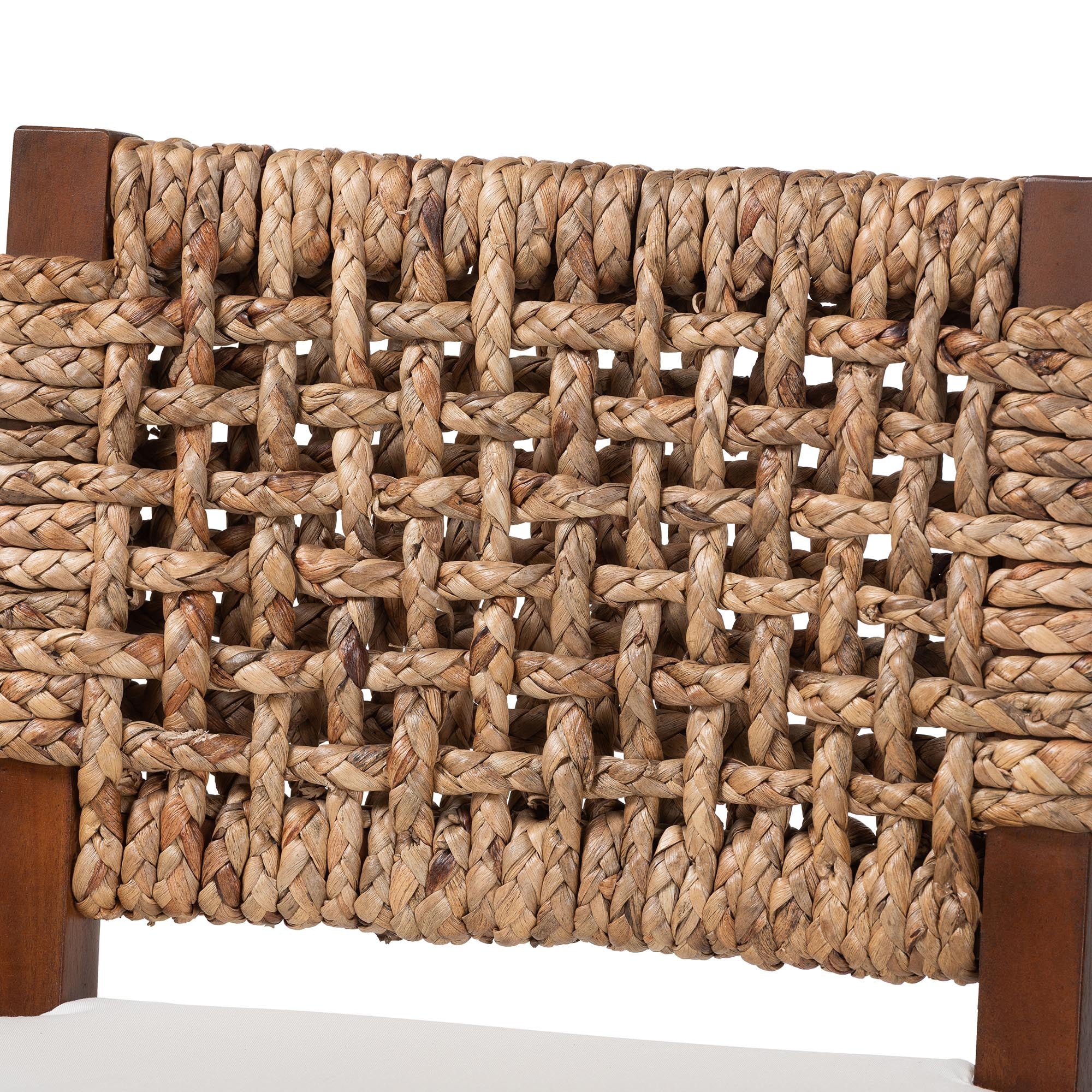 bali & pari Alise Handwoven Seagrass Bar Stool with Mahogany Wood Frame - Bar -Height Chair with Woven Back and Seat for Kitchen Island or Home Bar, Earthy Brown