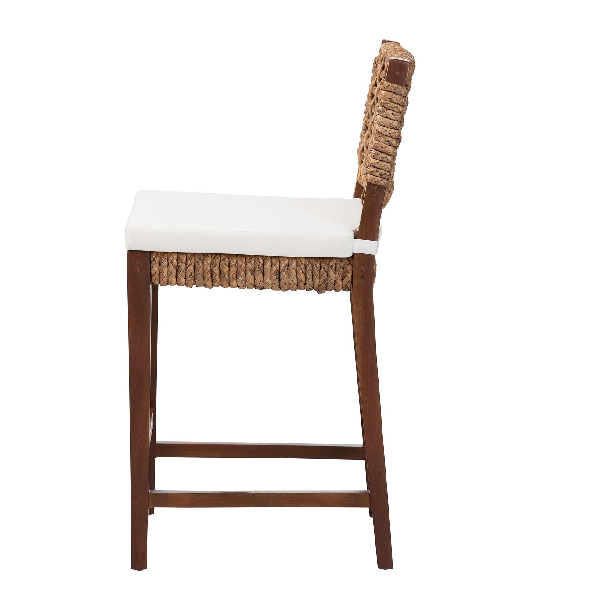 bali & pari Alise Handwoven Seagrass Counter Stool with Mahogany Wood Frame - Counter-Height Chair with Woven Back and Seat for Kitchen Island or Home Bar, Earthy Brown