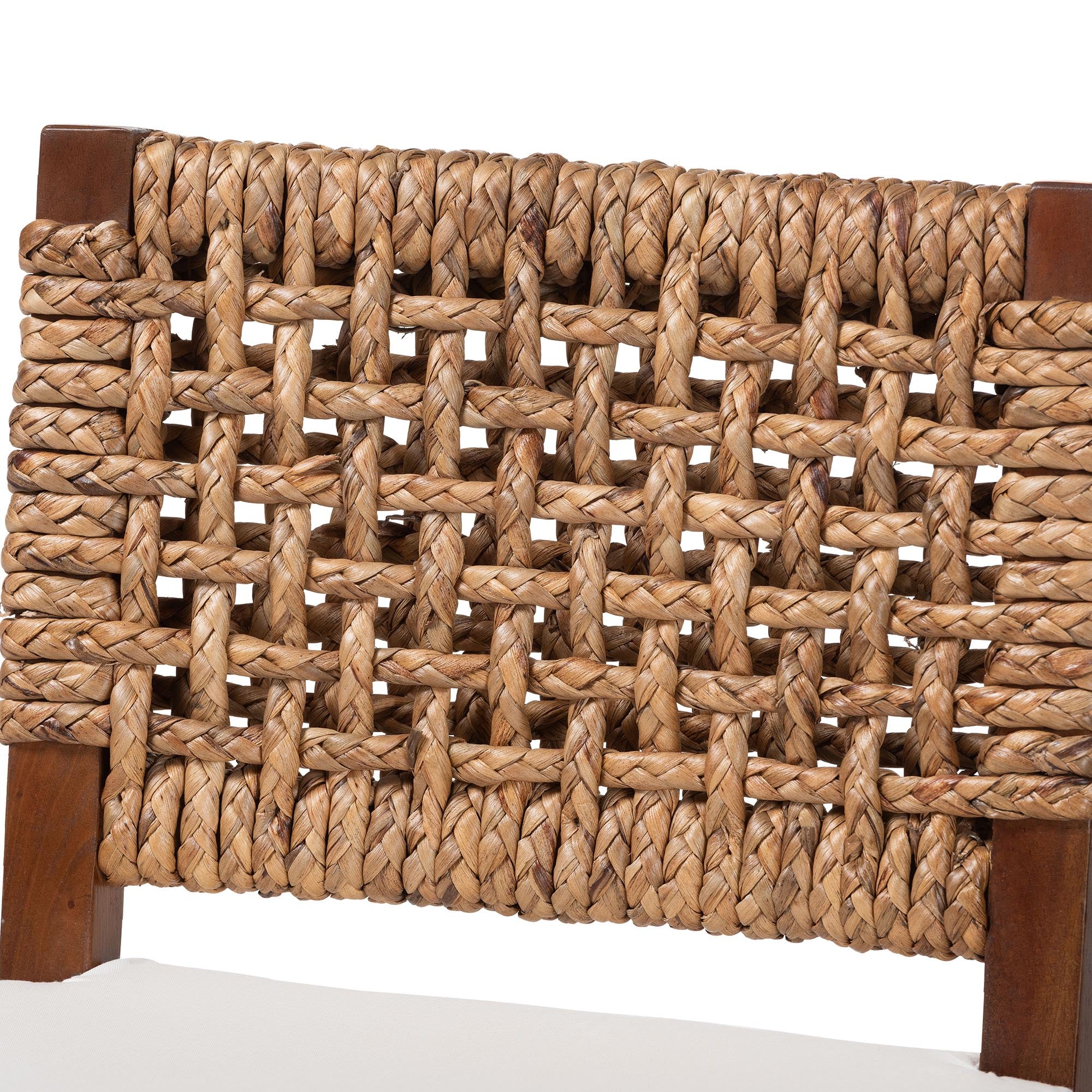 bali & pari Alise Handwoven Seagrass Counter Stool with Mahogany Wood Frame - Counter-Height Chair with Woven Back and Seat for Kitchen Island or Home Bar, Earthy Brown