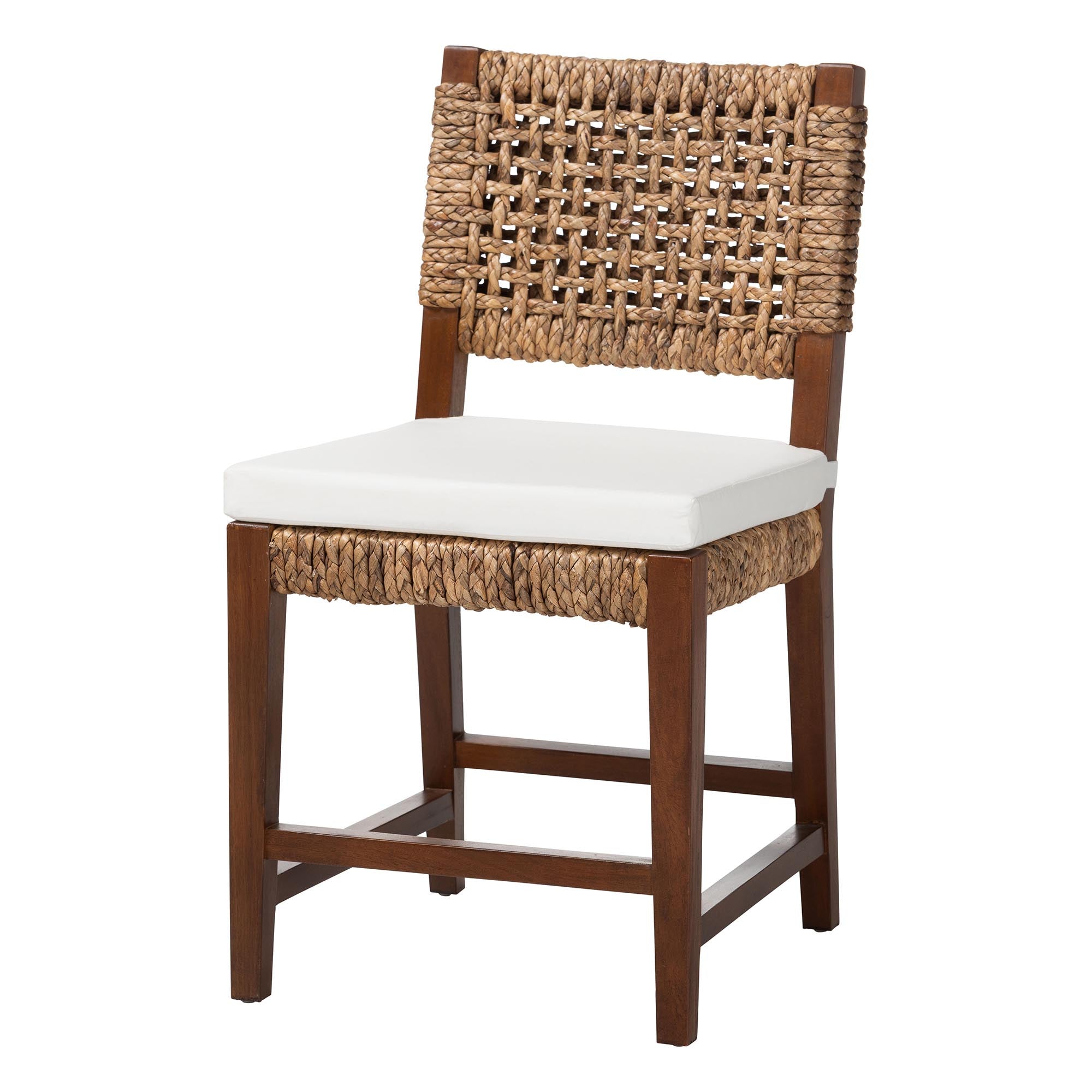 bali & pari Alise Handwoven Seagrass Dining Chair with Mahogany Wood Frame - Woven Back and Seat Chair for Dining Room or Kitchen, Earthy Brown