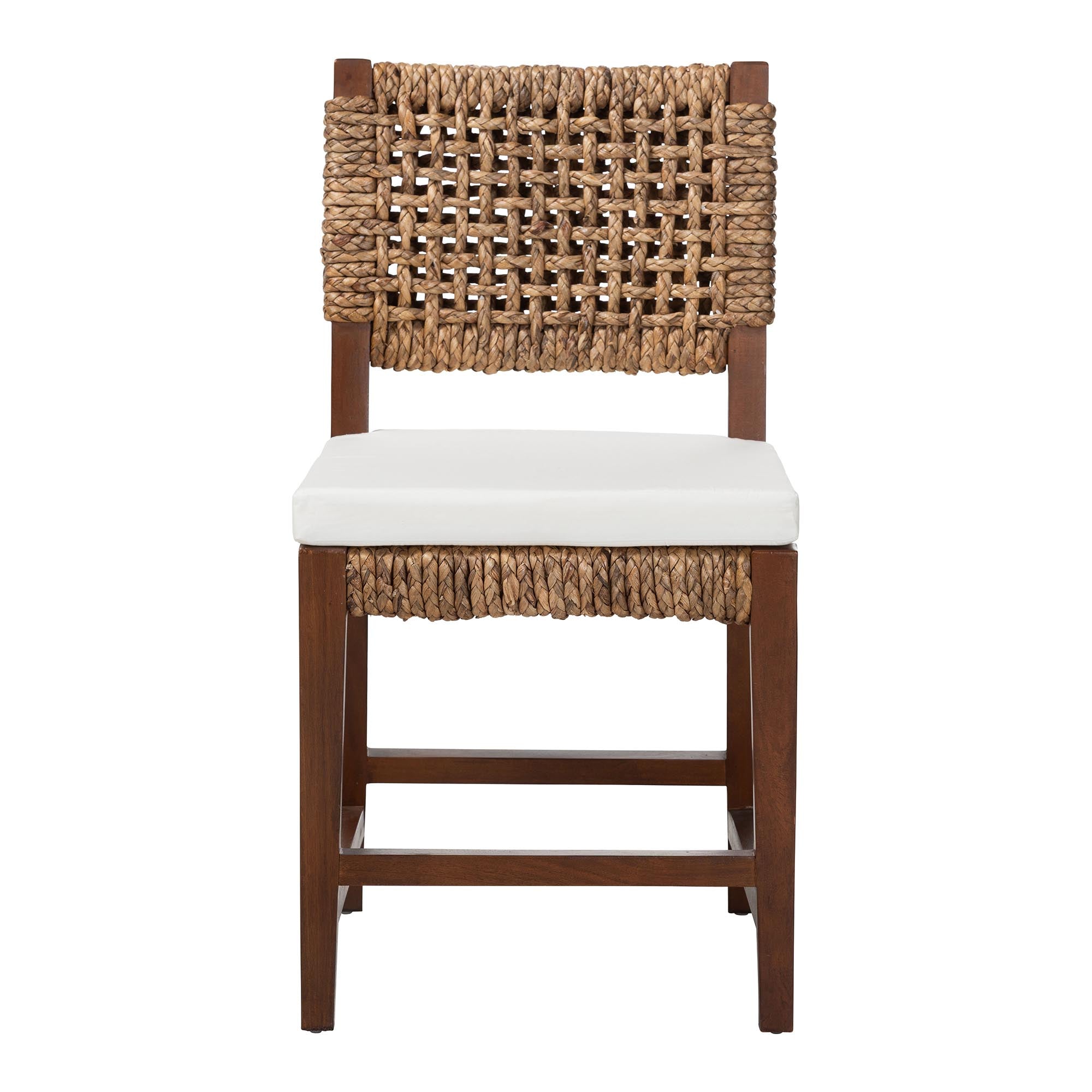 bali & pari Alise Handwoven Seagrass Dining Chair with Mahogany Wood Frame - Woven Back and Seat Chair for Dining Room or Kitchen, Earthy Brown