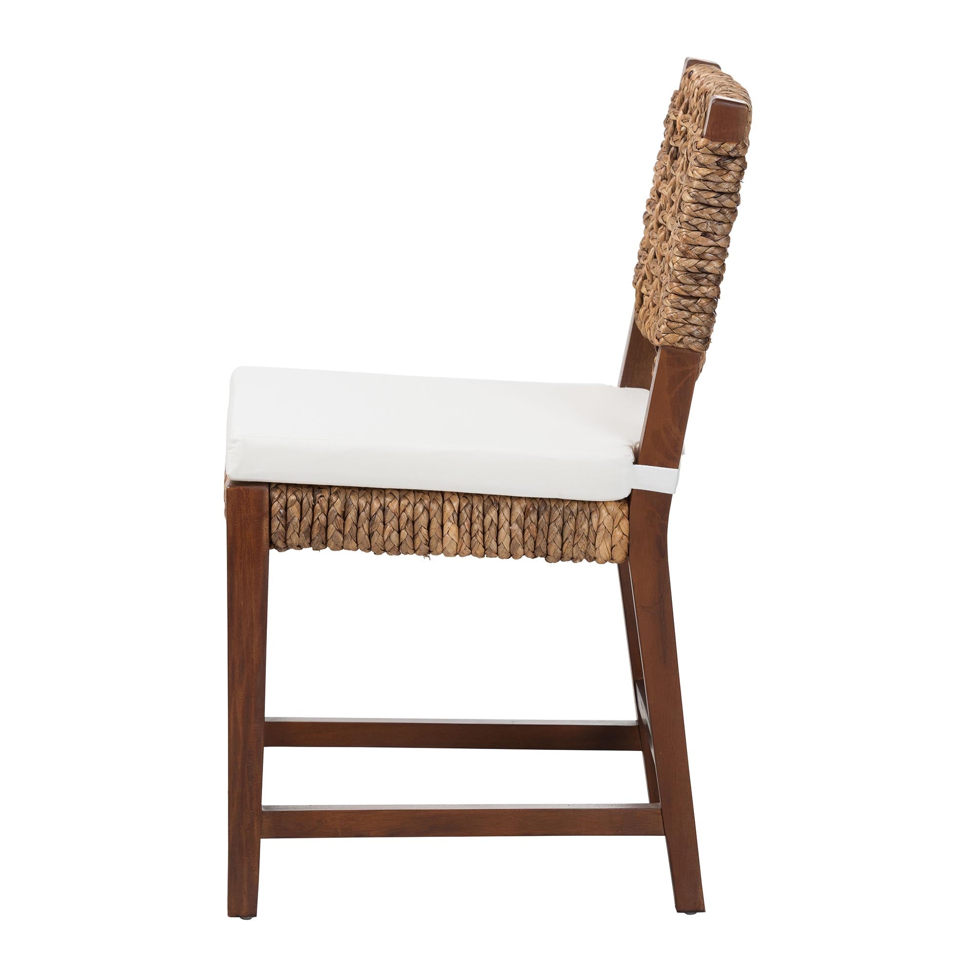 bali & pari Alise Handwoven Seagrass Dining Chair with Mahogany Wood Frame - Woven Back and Seat Chair for Dining Room or Kitchen, Earthy Brown