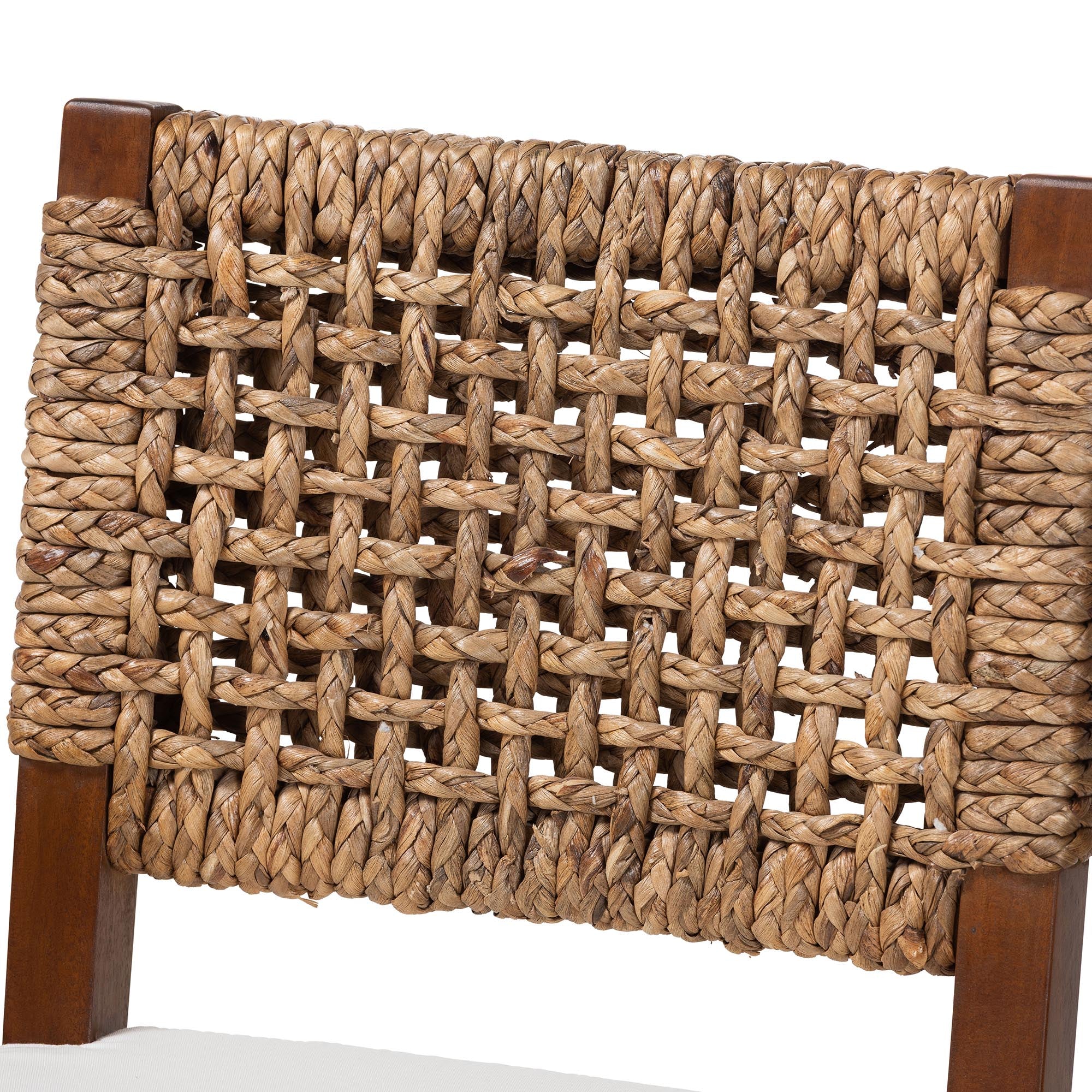 bali & pari Alise Handwoven Seagrass Dining Chair with Mahogany Wood Frame - Woven Back and Seat Chair for Dining Room or Kitchen, Earthy Brown