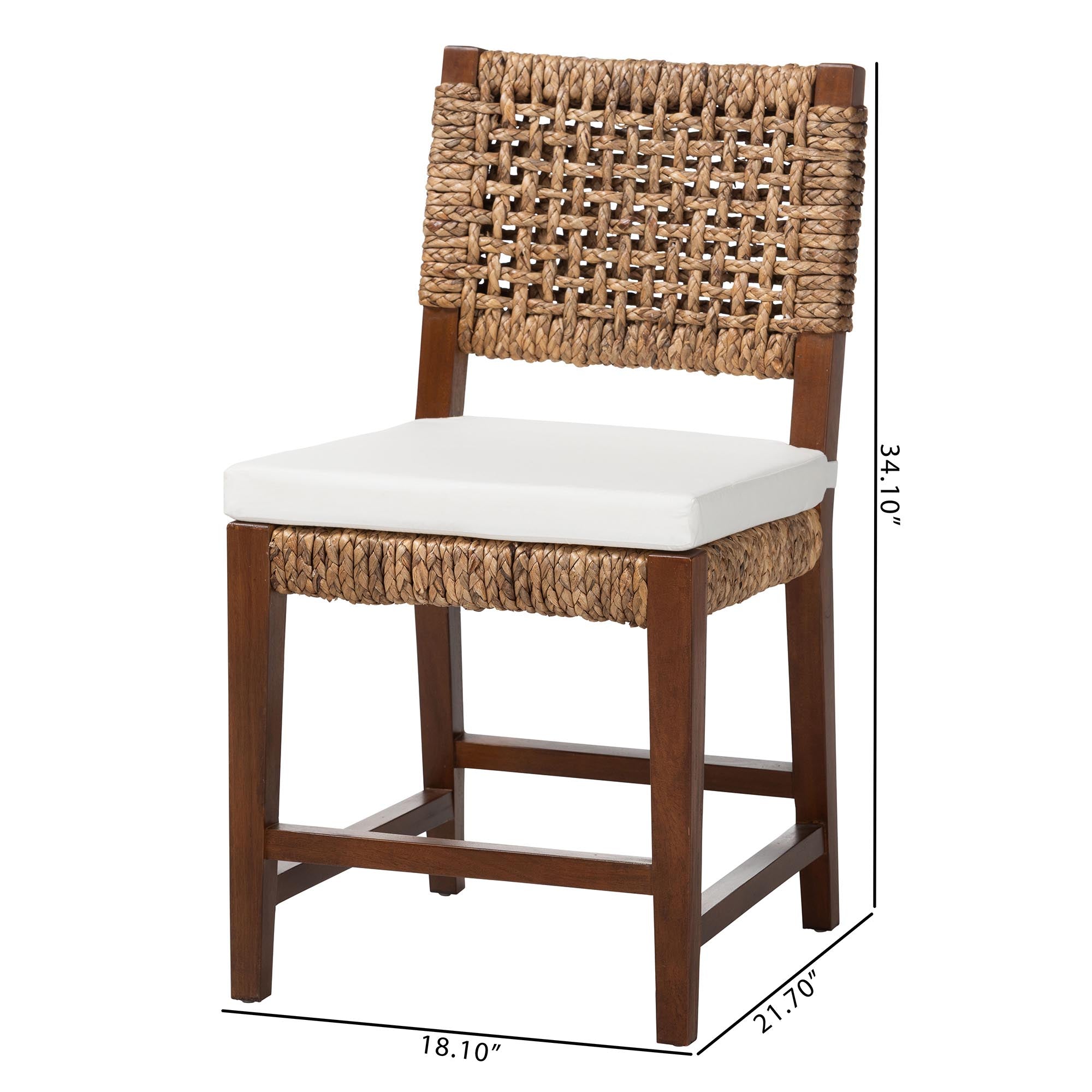 bali & pari Alise Handwoven Seagrass Dining Chair with Mahogany Wood Frame - Woven Back and Seat Chair for Dining Room or Kitchen, Earthy Brown