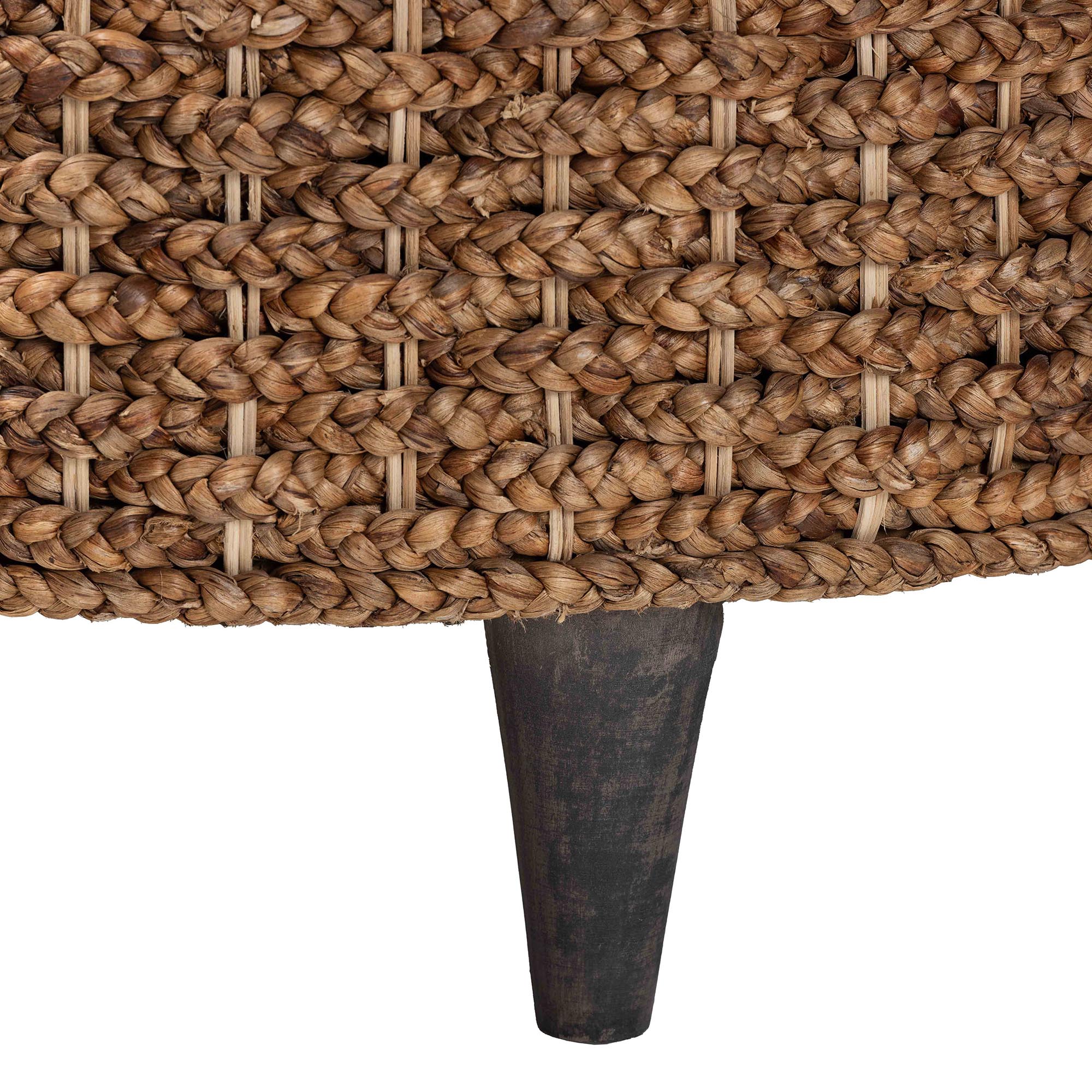bali & pari Bailey Handwoven Seagrass Storage Ottoman with Lift -Top Lid - Rustic Wicker Trunk or Footrest with Inner Compartment for Living Room or Entryway, Round