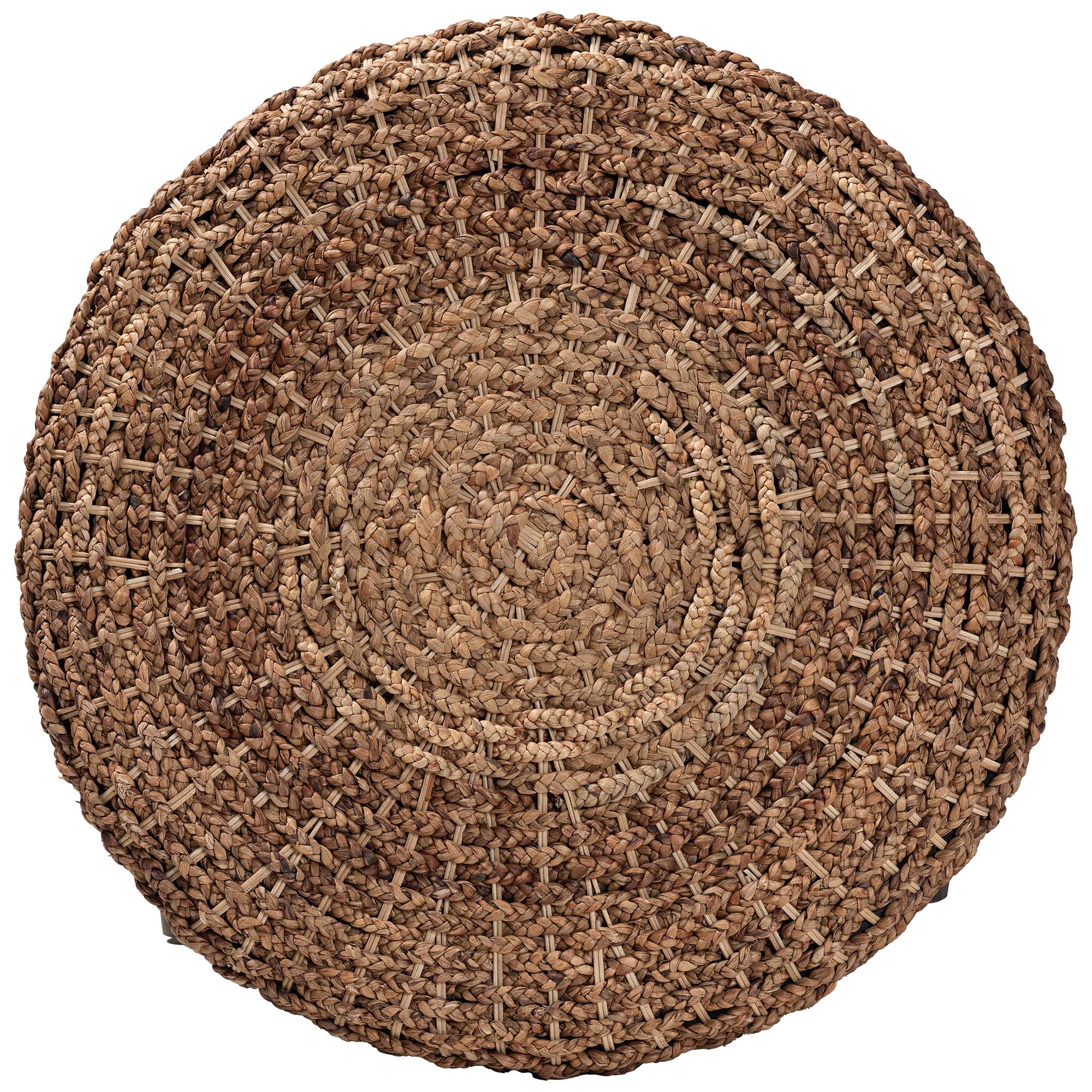 bali & pari Bailey Handwoven Seagrass Storage Ottoman with Lift -Top Lid - Rustic Wicker Trunk or Footrest with Inner Compartment for Living Room or Entryway, Round