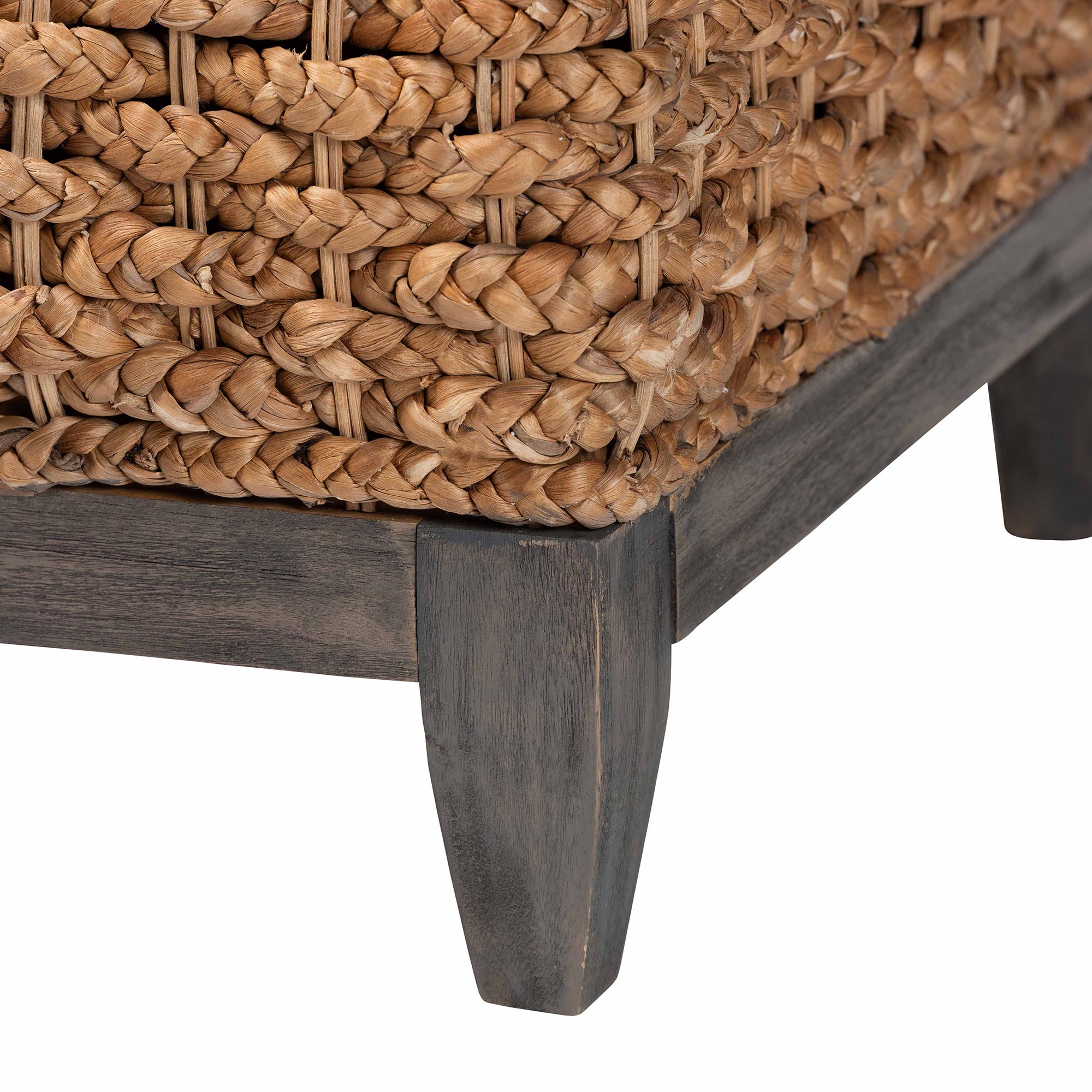 bali & pari Bailey Handwoven Seagrass Storage Ottoman with Lift -Top Lid - Rustic Wicker Trunk or Footrest with Inner Compartment for Living Room or Entryway, Square