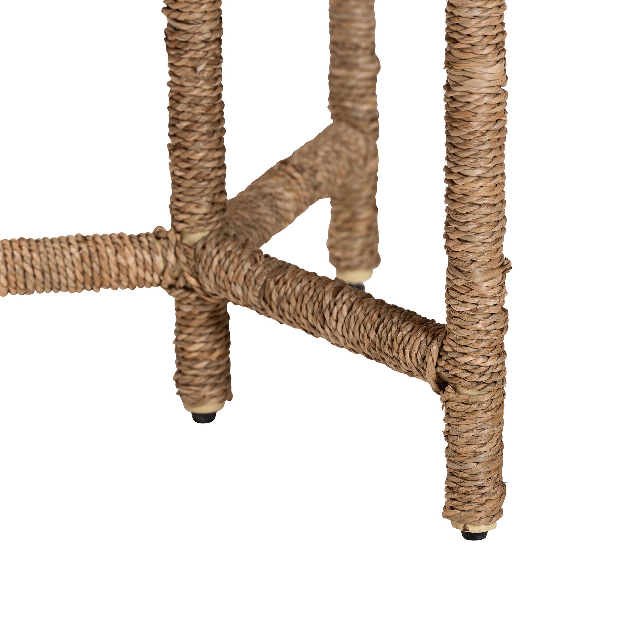 bali & pari Fumito Handwoven Seagrass End Table - Round Boho Side Table with Wrapped Frame, Handmade Coastal Decor for Living Room or Sun Room