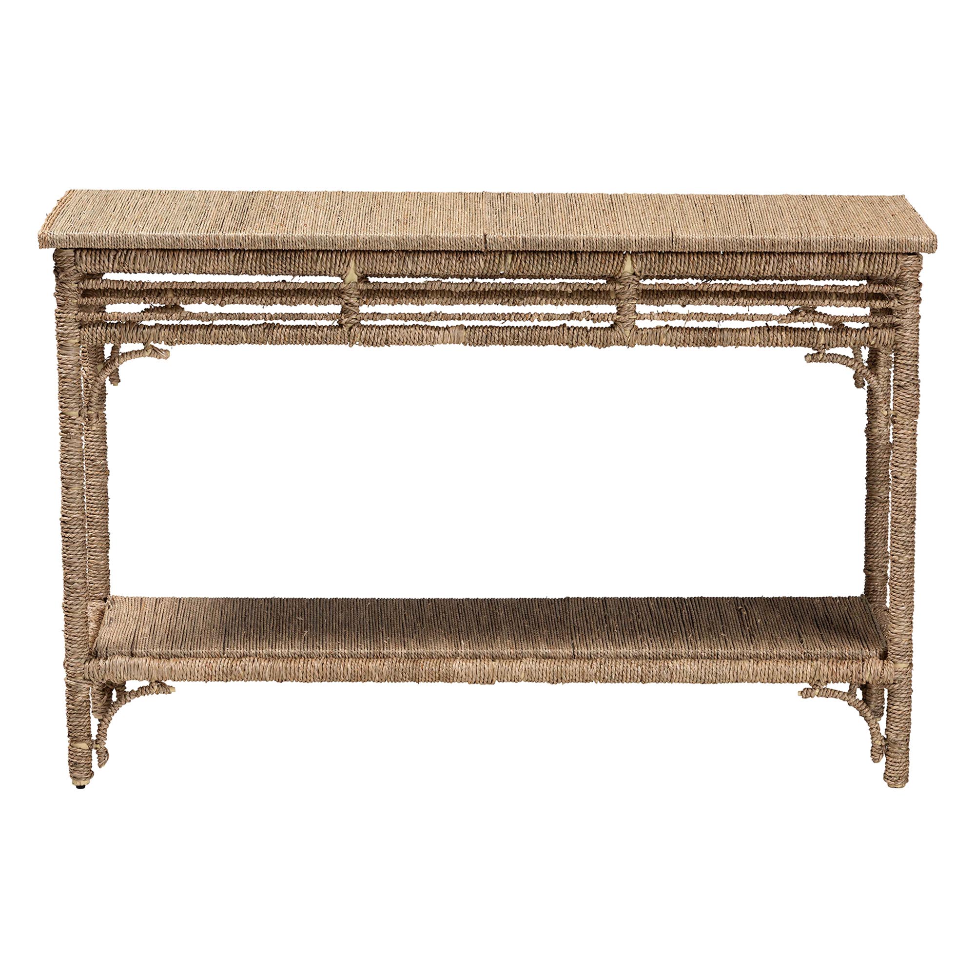 bali & pari Ganit Handwoven Seagrass Console Table - Entryway Table with Wrapped Frame and Lower Shelf, Accent Table for Hallway, Living Room, or Foyer Decor