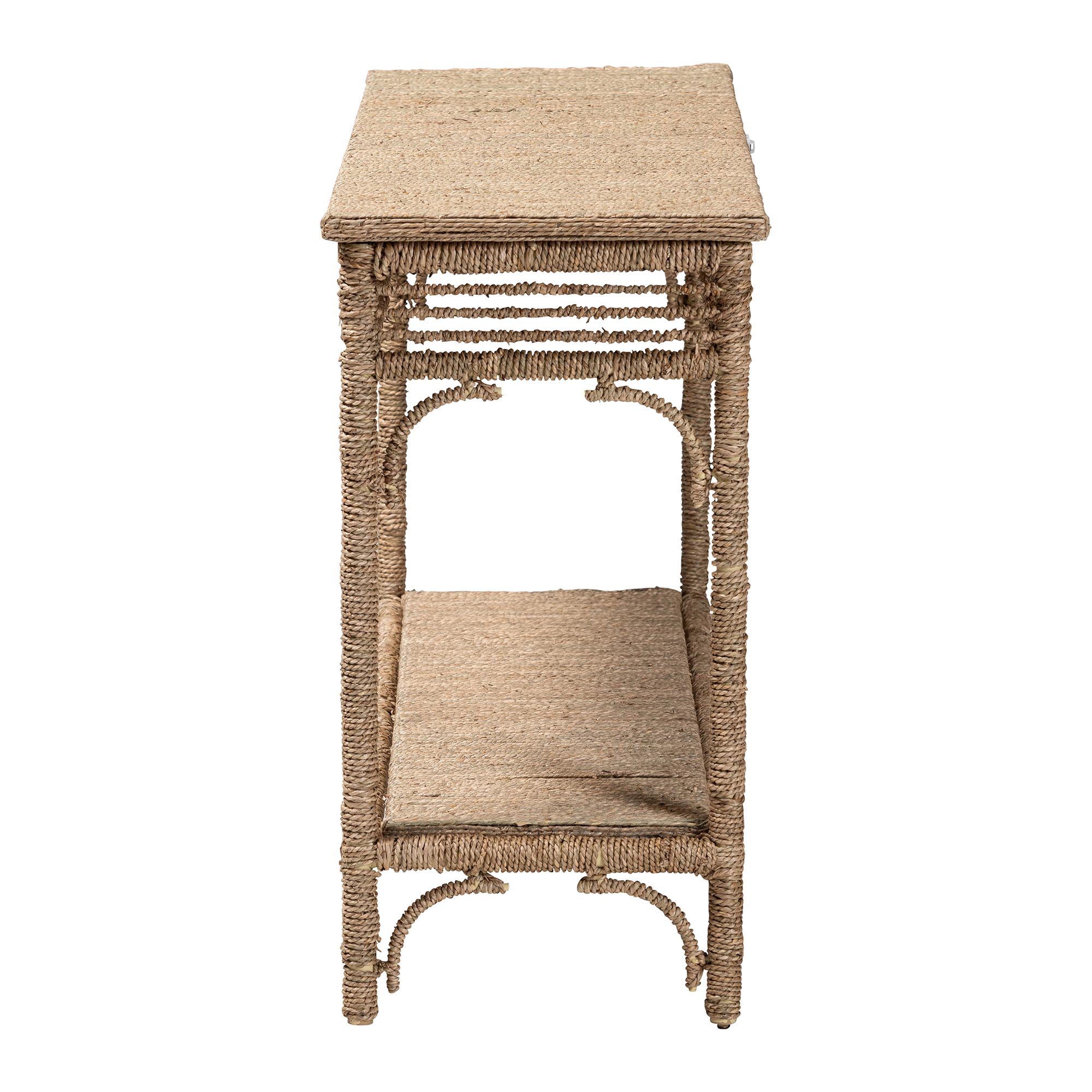 bali & pari Ganit Handwoven Seagrass Console Table - Entryway Table with Wrapped Frame and Lower Shelf, Accent Table for Hallway, Living Room, or Foyer Decor