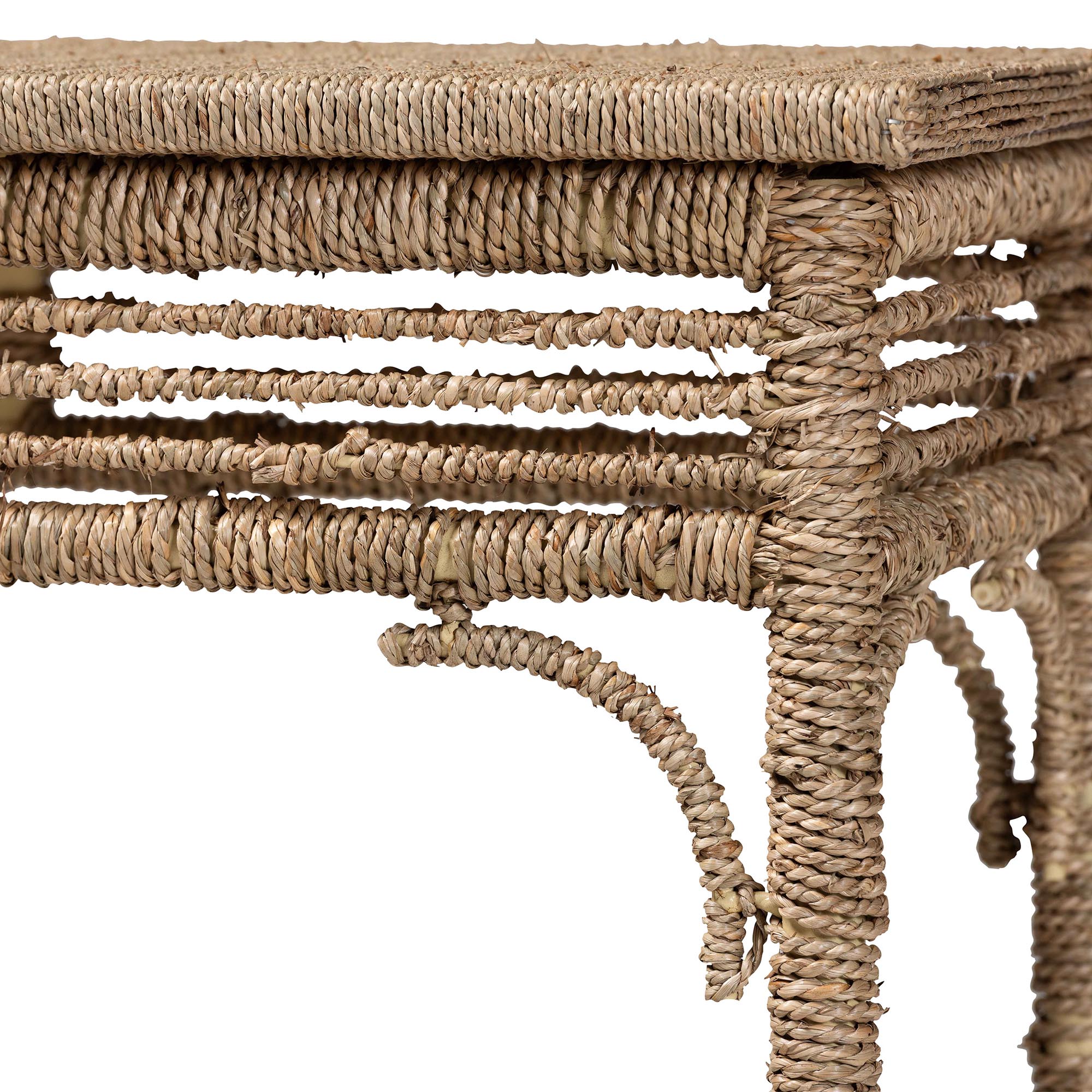 bali & pari Ganit Handwoven Seagrass Console Table - Entryway Table with Wrapped Frame and Lower Shelf, Accent Table for Hallway, Living Room, or Foyer Decor