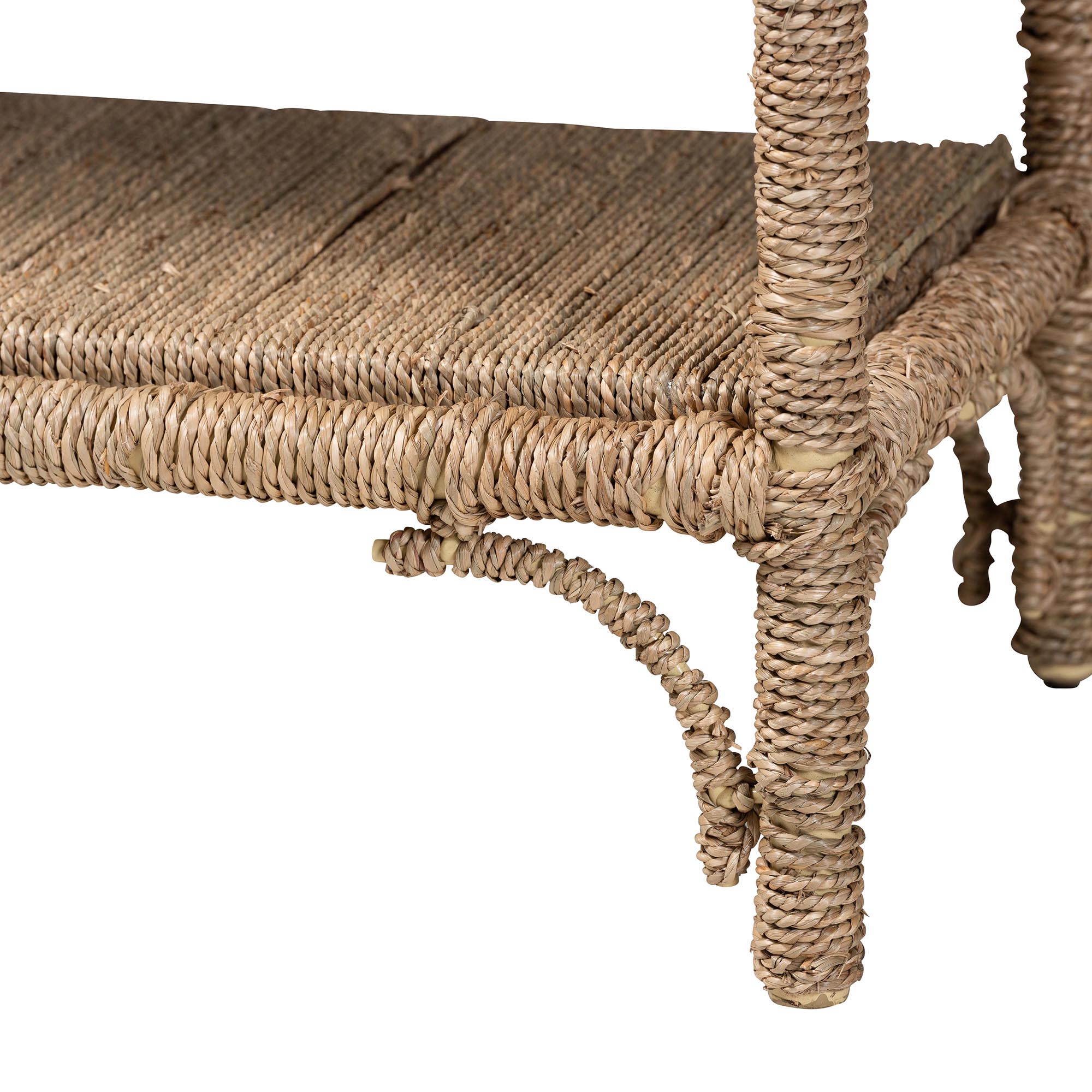 bali & pari Ganit Handwoven Seagrass Console Table - Entryway Table with Wrapped Frame and Lower Shelf, Accent Table for Hallway, Living Room, or Foyer Decor