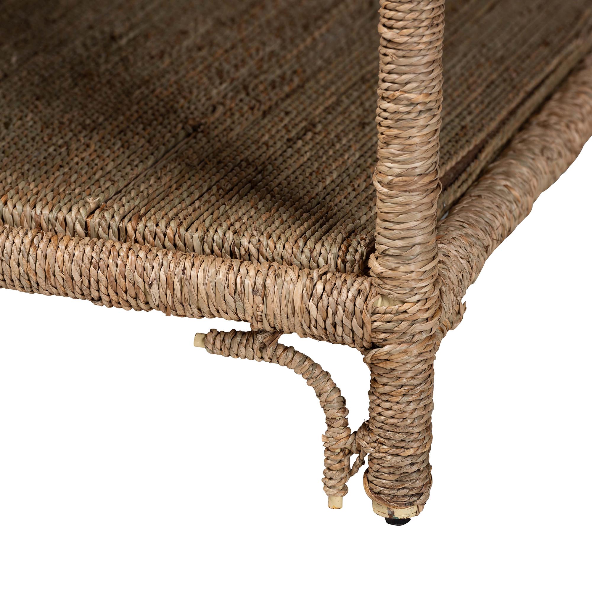 bali & pari Ganit Handwoven Seagrass Coffee Table - Square Center Table with Wrapped Frame and Lower Shelf, Coastal Boho Accent Furniture for Living Room or Lounge