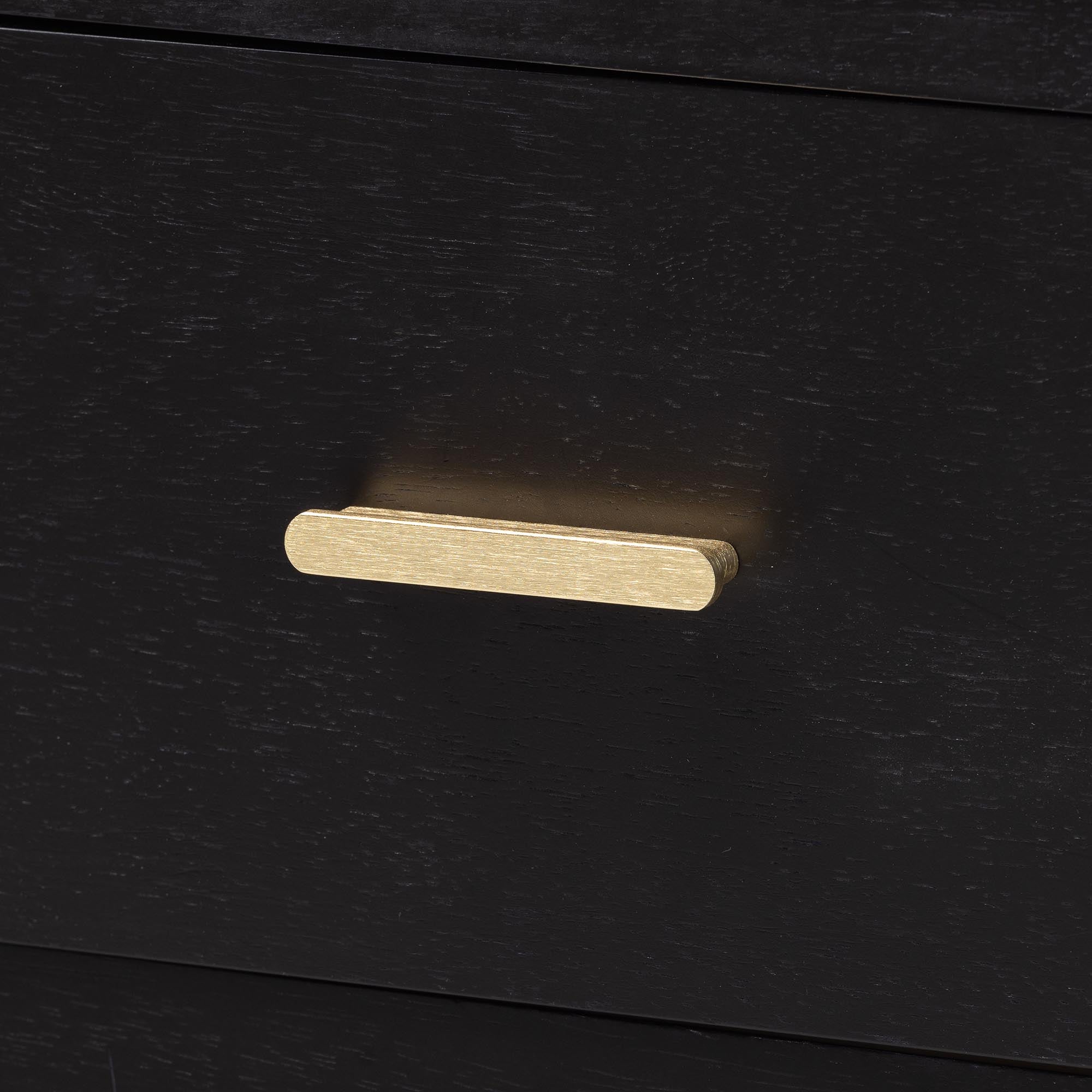 Baxton Studio Marisela Black Wood Nightstand with Gold Handles - 2-Drawer Bedside Table with Bamboo-Inspired Legs, Modern Transitional Accent Furniture for Bedroom or Guest Room