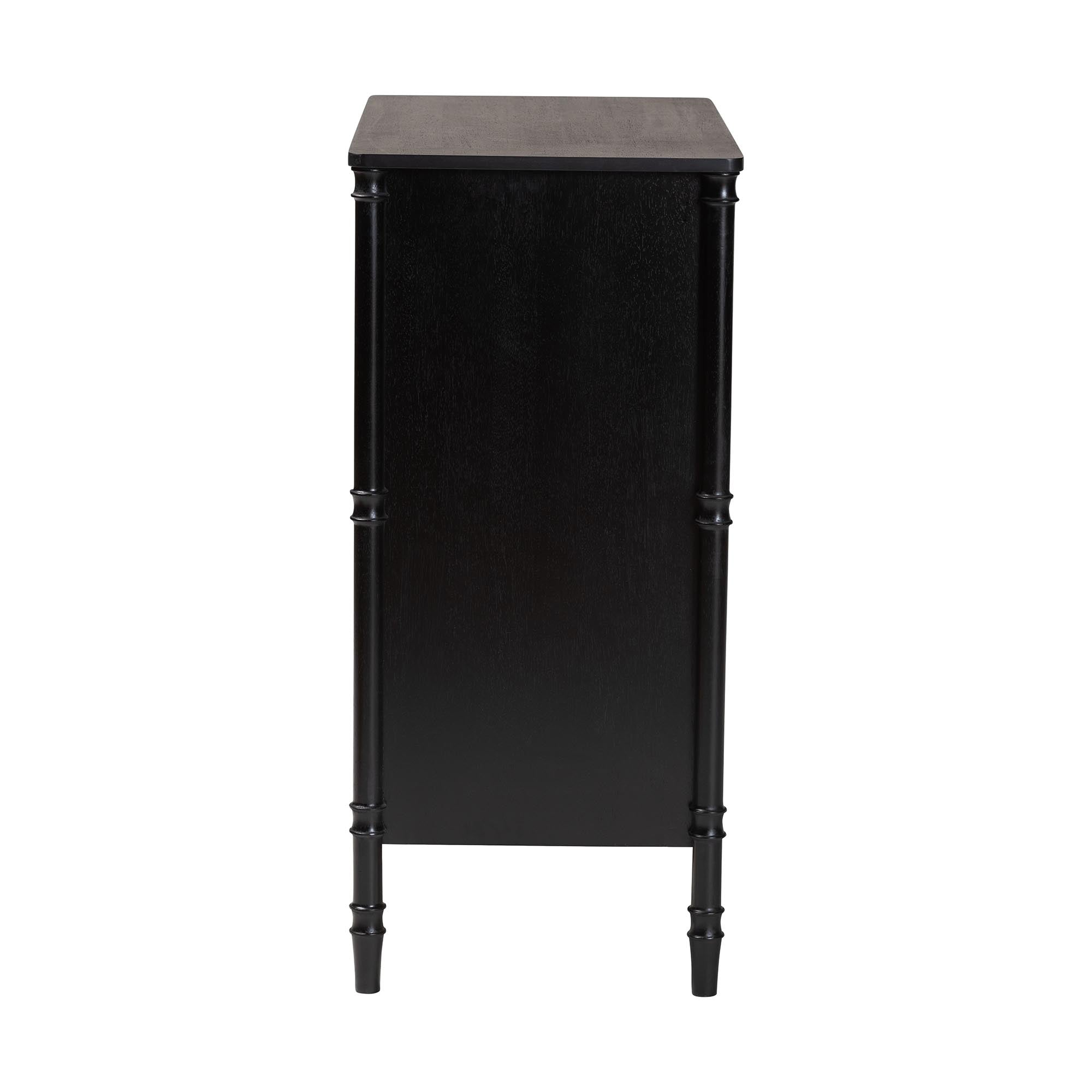 Baxton Studio Marisela Black Wood Chest of Drawers with Gold Handles - 4-Drawer Vertical Storage Dresser with Bamboo-Inspired Legs, Modern Transitional Accent Furniture for Bedroom or Guest Room