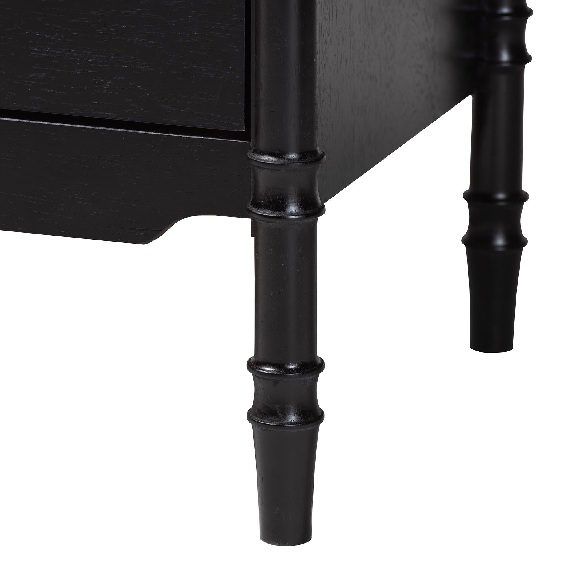 Baxton Studio Marisela Black Wood Chest of Drawers with Gold Handles - 4-Drawer Vertical Storage Dresser with Bamboo-Inspired Legs, Modern Transitional Accent Furniture for Bedroom or Guest Room