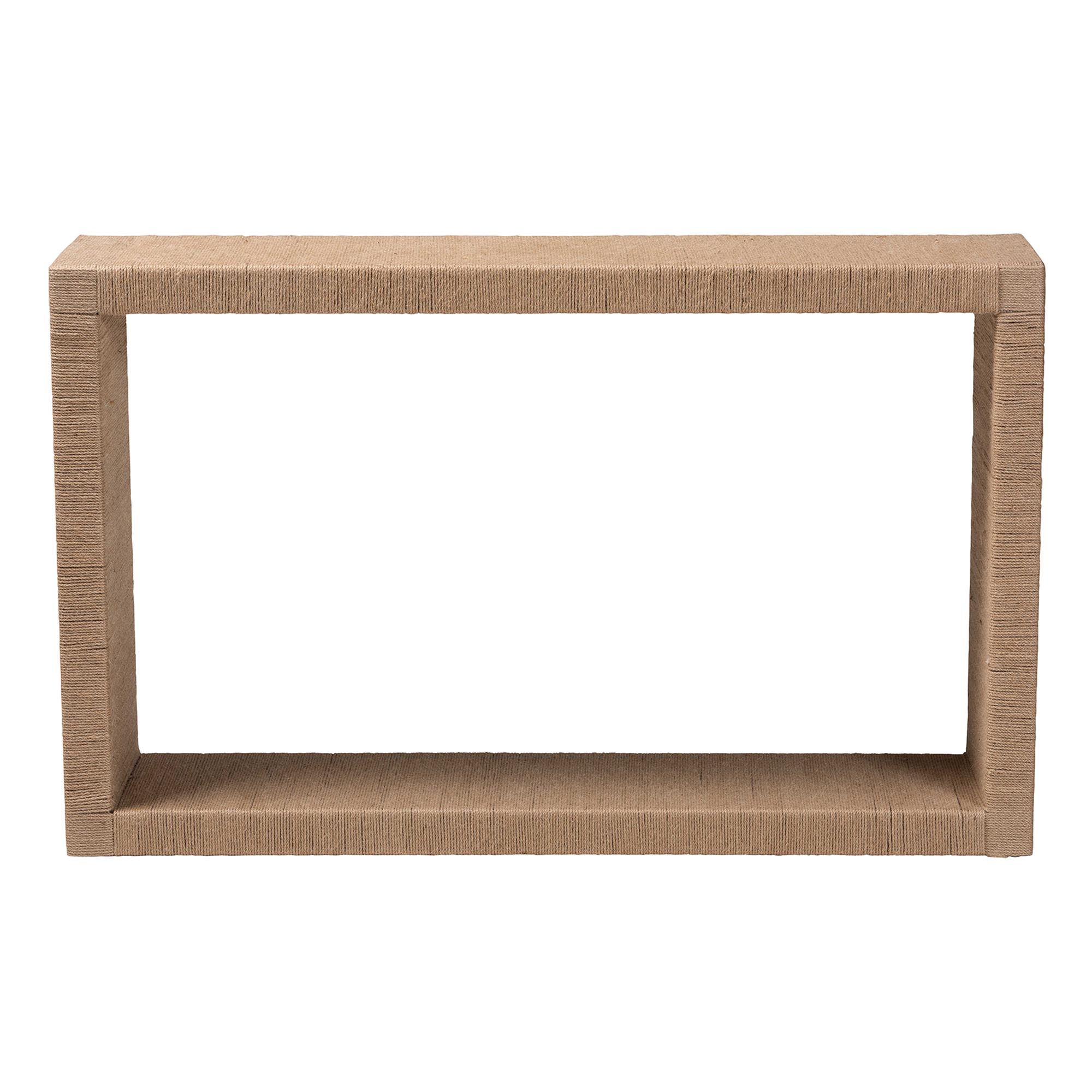 bali & pari Rajiya Handwoven Jute Console Table - Rectangular Open-Frame Entryway Table with Natural Texture, Minimalist Coastal Boho Accent for Living Room or Hallway Decor