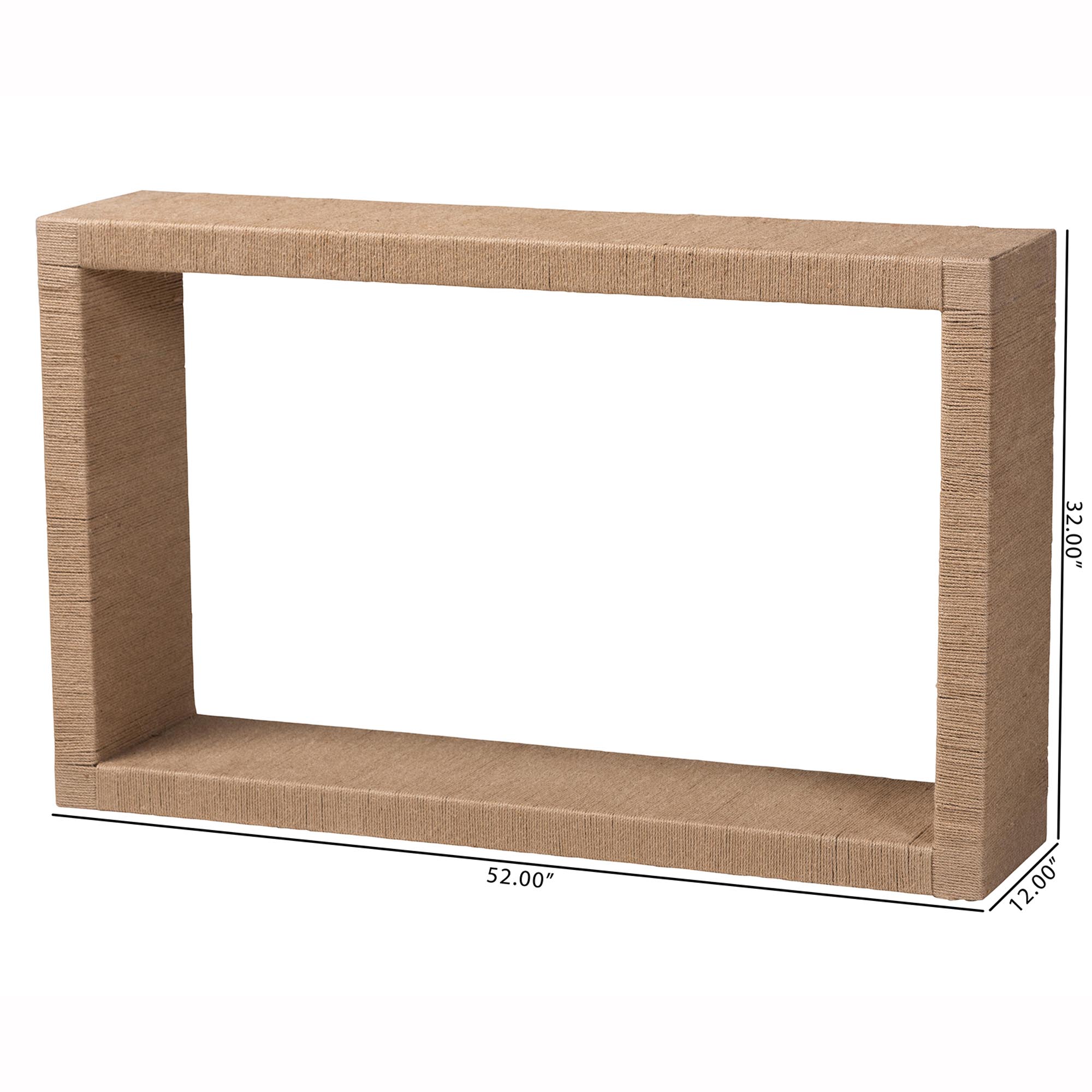bali & pari Rajiya Handwoven Jute Console Table - Rectangular Open-Frame Entryway Table with Natural Texture, Minimalist Coastal Boho Accent for Living Room or Hallway Decor