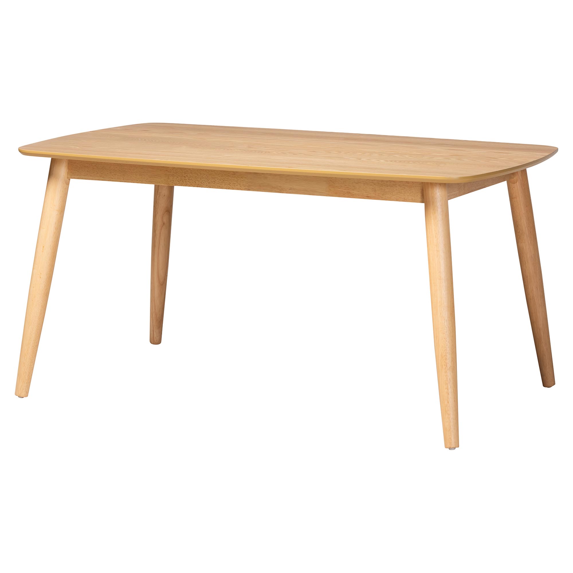 Baxton Studio Emily 5-Piece Dining Set - Solid Wood Rectangular Table with Boucle Upholstered Chairs, Mid-Century Modern Dining Furniture for Kitchen or Dining Room, Natural and White