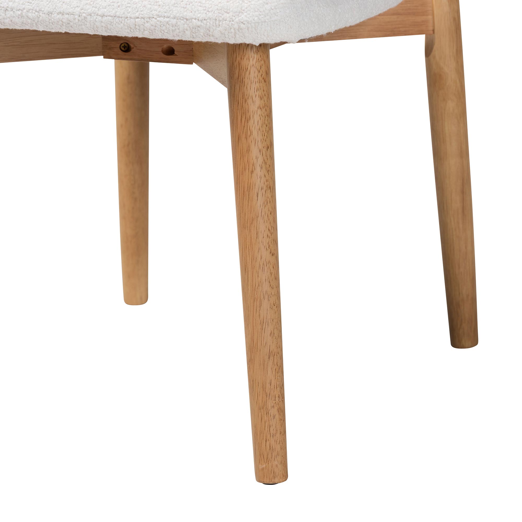 Baxton Studio Emily 5-Piece Dining Set - Solid Wood Rectangular Table with Boucle Upholstered Chairs, Mid-Century Modern Dining Furniture for Kitchen or Dining Room, Natural and White