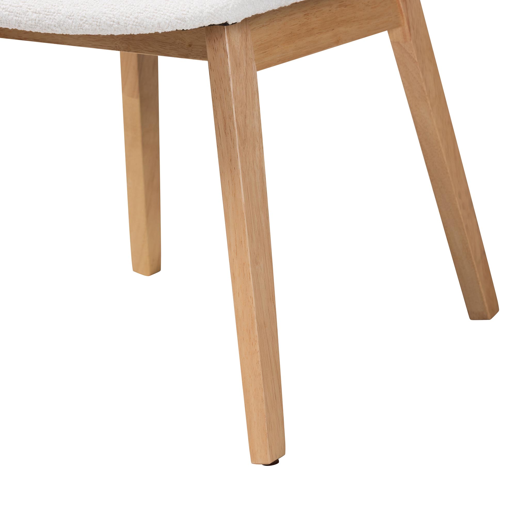Baxton Studio Hudson 5-Piece Dining Set - Solid Wood Rectangular Table with Boucle Upholstered Chairs, Mid-Century Modern Dining Furniture for Kitchen or Dining Room, Natural and White