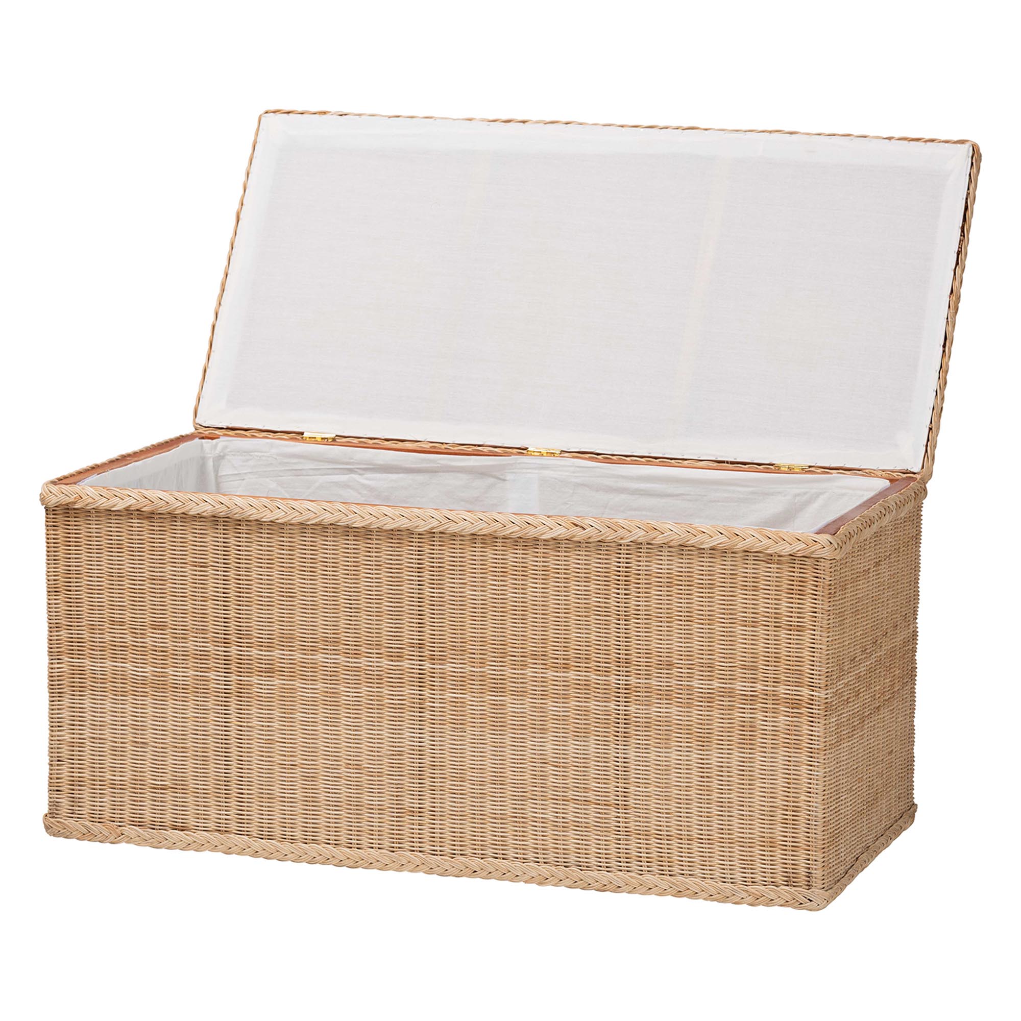 bali & pari Caden Braided Natural Rattan Chest with Lift -top Lid - Coastal Boho Style Storage Bench for Bedroom, Entryway, or Living Room Organization