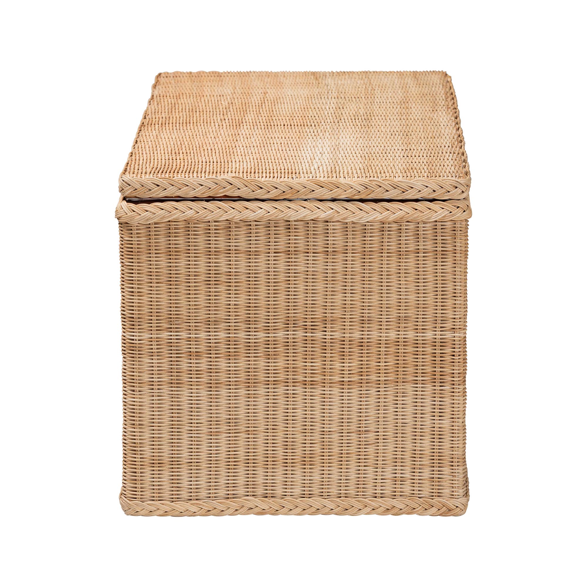 bali & pari Caden Braided Natural Rattan Chest with Lift -top Lid - Coastal Boho Style Storage Bench for Bedroom, Entryway, or Living Room Organization