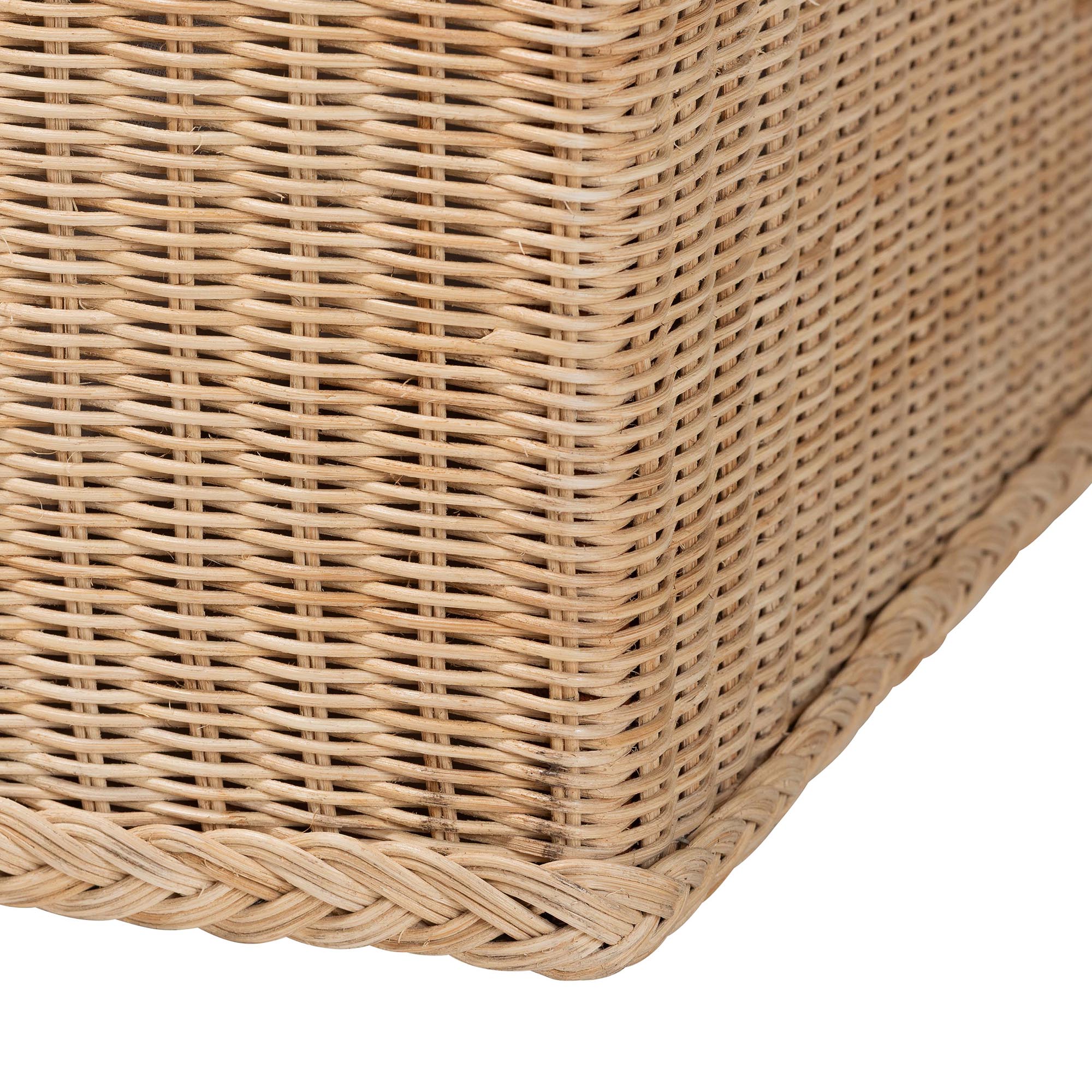 bali & pari Caden Braided Natural Rattan Chest with Lift -top Lid - Coastal Boho Style Storage Bench for Bedroom, Entryway, or Living Room Organization