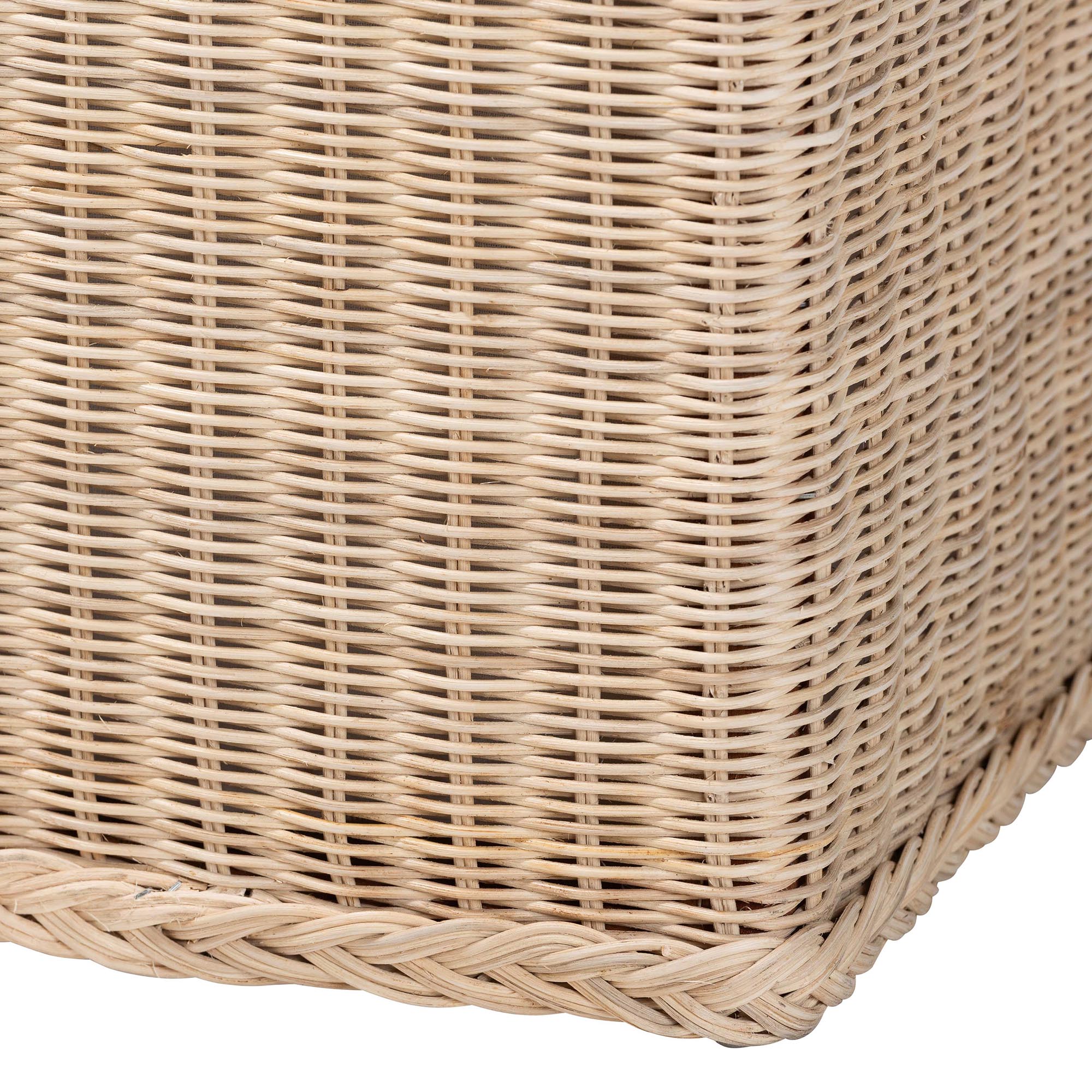 bali & pari Barid Braided Natural Rattan Storage Bench with Cushioned Lift -Top Lid - Coastal Boho Style Chest for Bedroom, Entryway, or Living Room Organization, Natural, 45" Rectangle