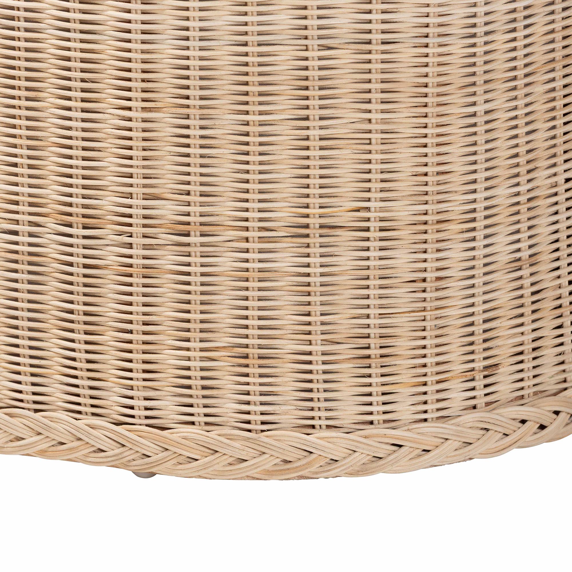 bali & pari Barid Braided Natural Rattan Storage Bench with Cushioned Lift -Top Lid - Coastal Boho Style Chest for Bedroom, Entryway, or Living Room Organization, Natural, 39" Oval