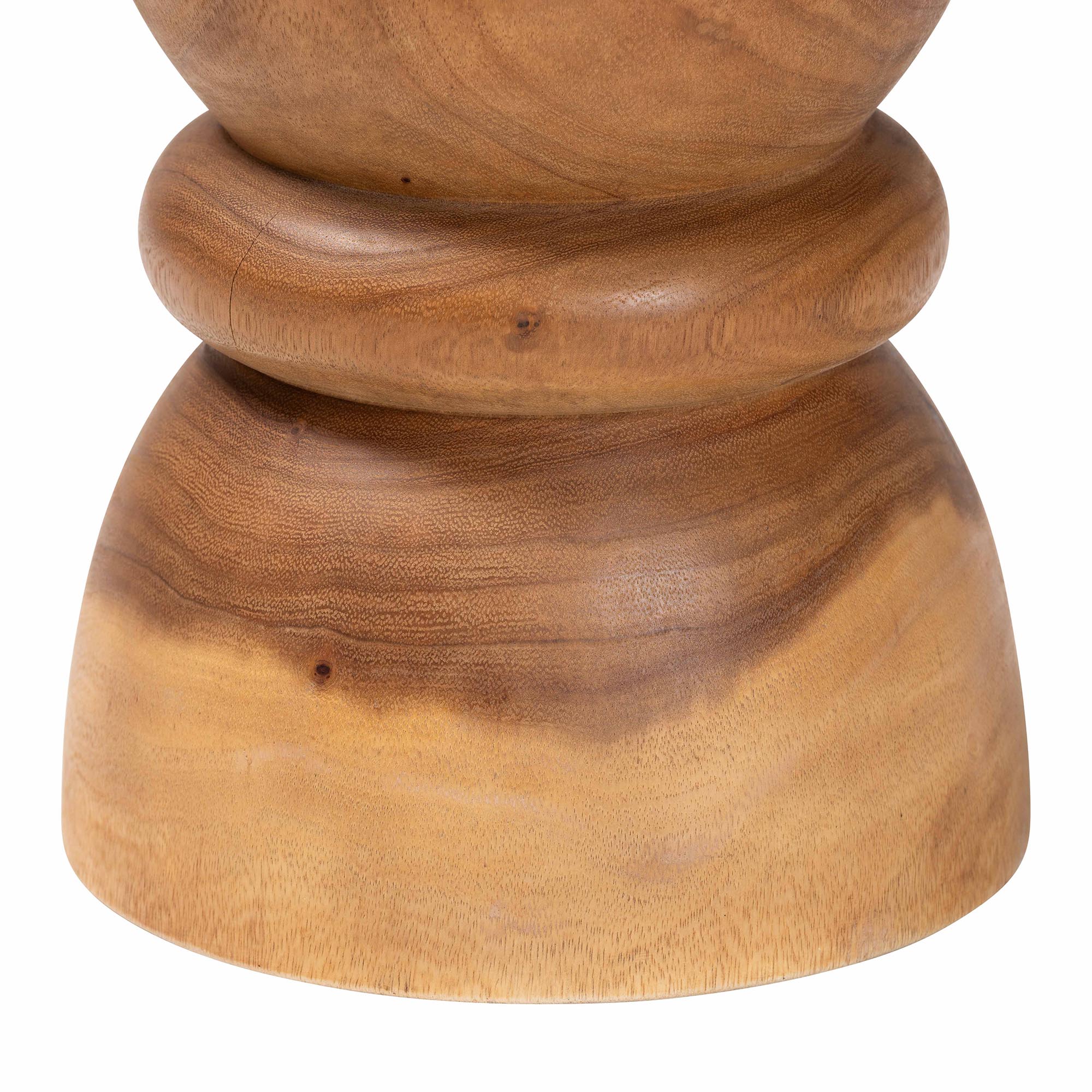 bali & pari Bancroft Solid Suar Wood Side Table - Handcrafted Sculptural End Table with Hourglass Design, Modern Boho Style for Living Room or Bedroom