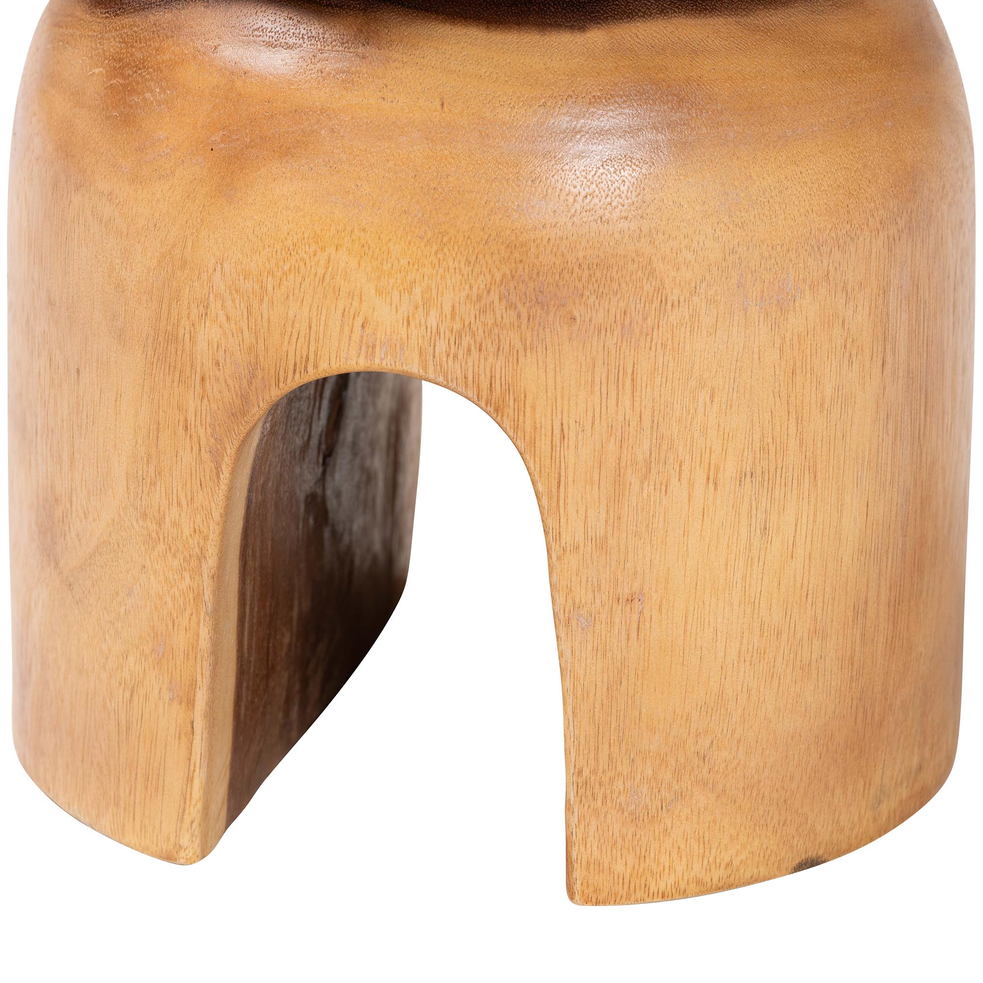 bali & pari Abrina Solid Suar Wood Side Table - Hand-Carved Sculptural End Table with Arched Base, Modern Boho Style for Living Room or Bedroom