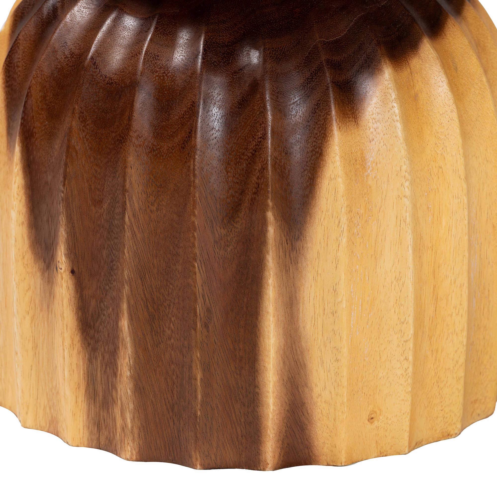 bali & pari Noleta Hand -carved Suar Wood Side Table - Sculptural Hourglass Accent Table with Natural Grain, Modern Boho Style for Living Room or Bedroom