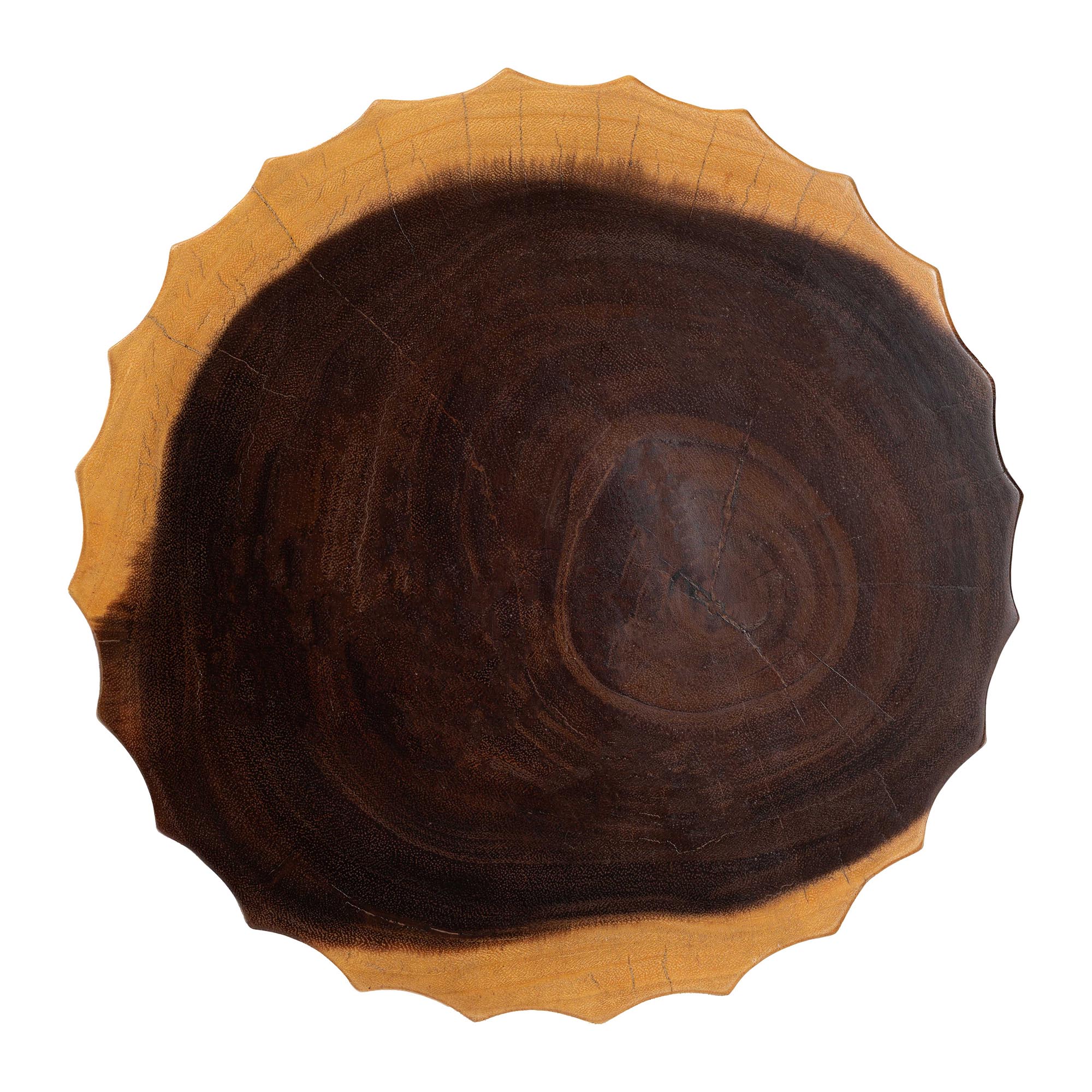 bali & pari Noleta Hand -carved Suar Wood Side Table - Sculptural Hourglass Accent Table with Natural Grain, Modern Boho Style for Living Room or Bedroom