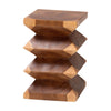 bali & pari Malati Solid Suar Wood Side Table - Hand-Carved Sculptural End Table with Zigzag Design, Modern Boho Style for Living Room or Bedroom