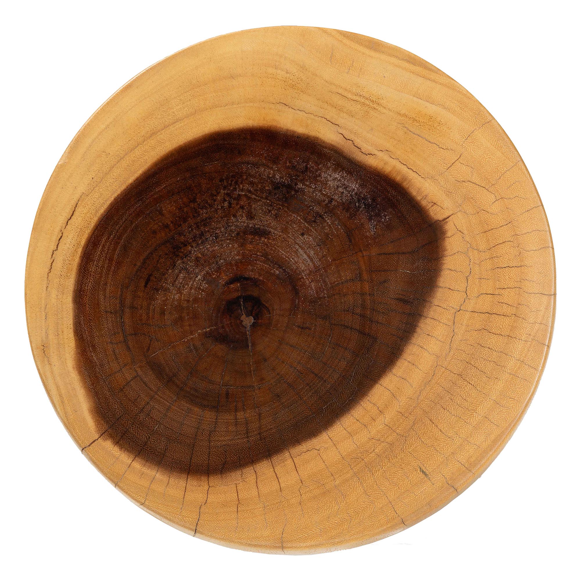 bali & pari Alara Hand -carved Suar Wood Side Table - Sculptural Pedestal Accent Table with Natural Grain, Modern Boho Style for Living Room or Bedroom