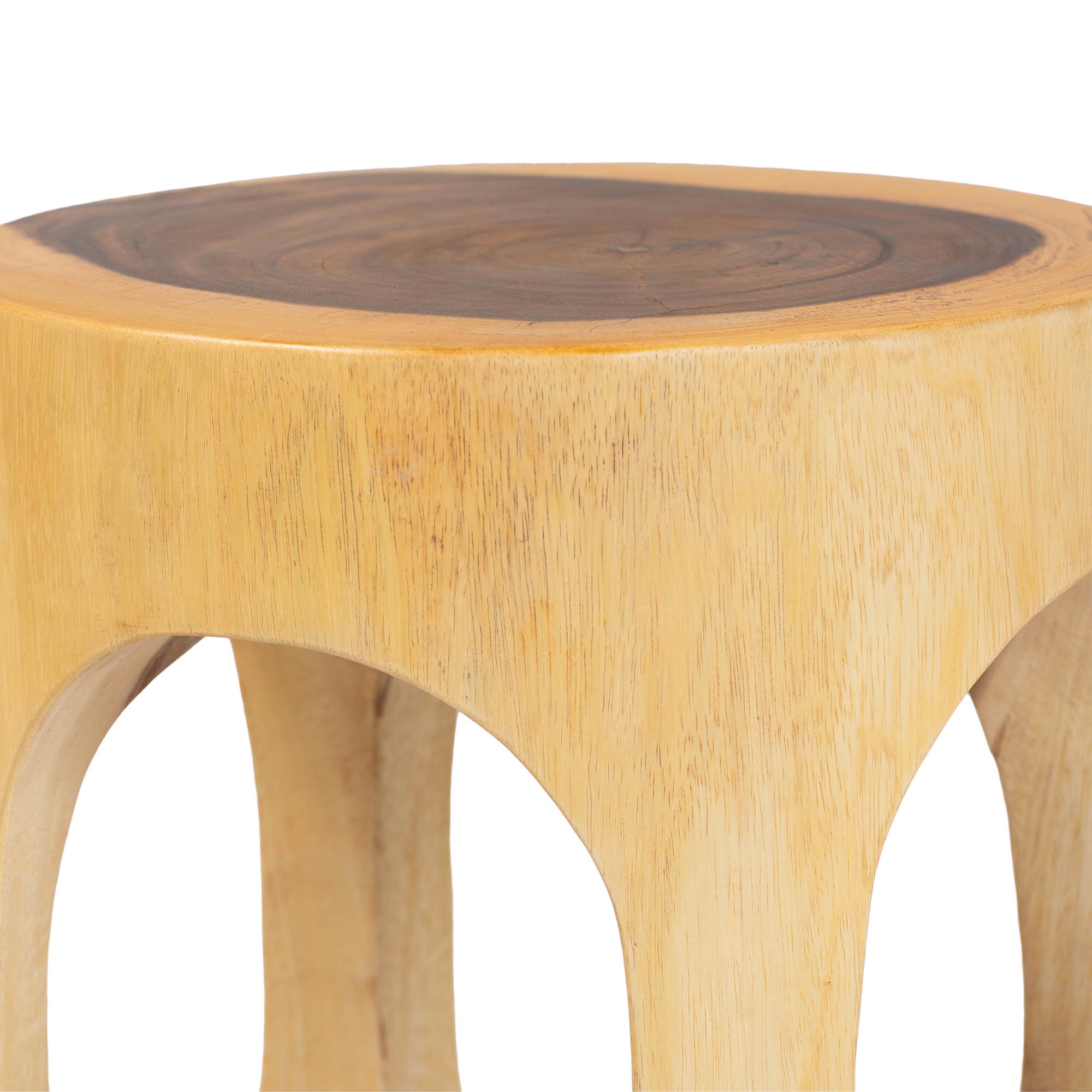 bali & pari Kaseko Hand -carved Suar Wood Side Table - Sculptural Accent Table with Open Work Design, Modern Boho Style for Living Room or Bedroom